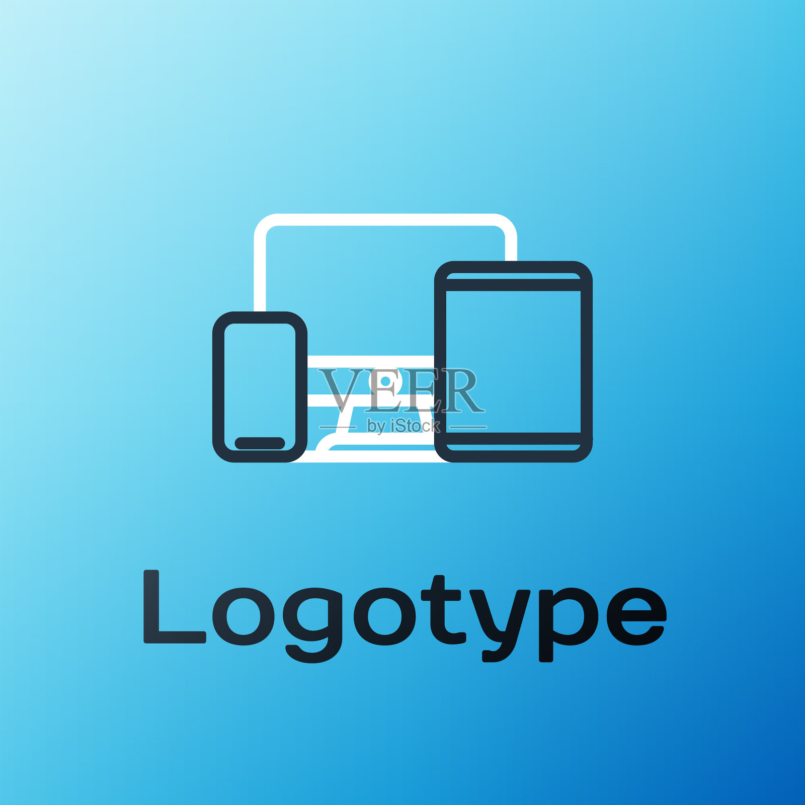 行电脑显示器图形平板电脑和移动图标素材