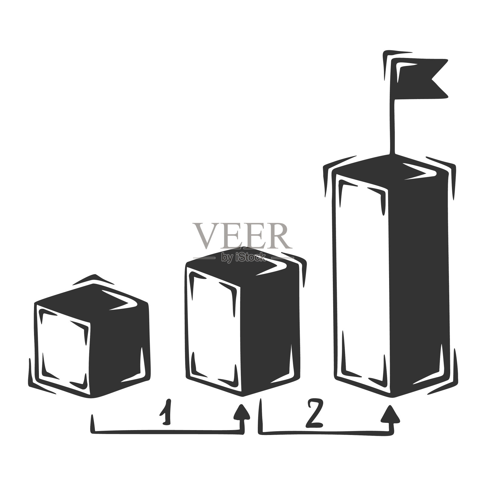 手绘制的信息图表与旗帜插画图片素材
