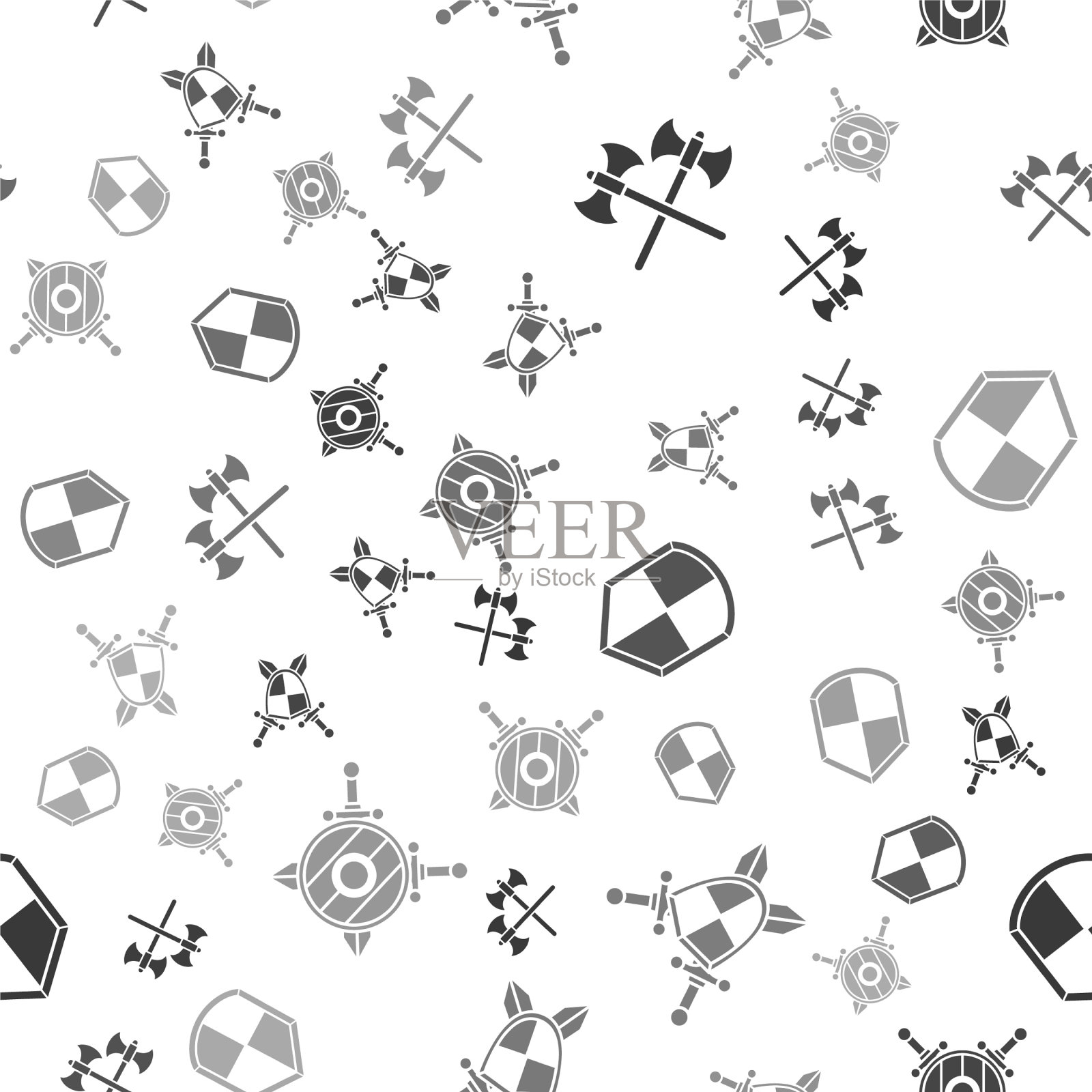 设置十字中世纪斧头中世纪盾牌图标素材