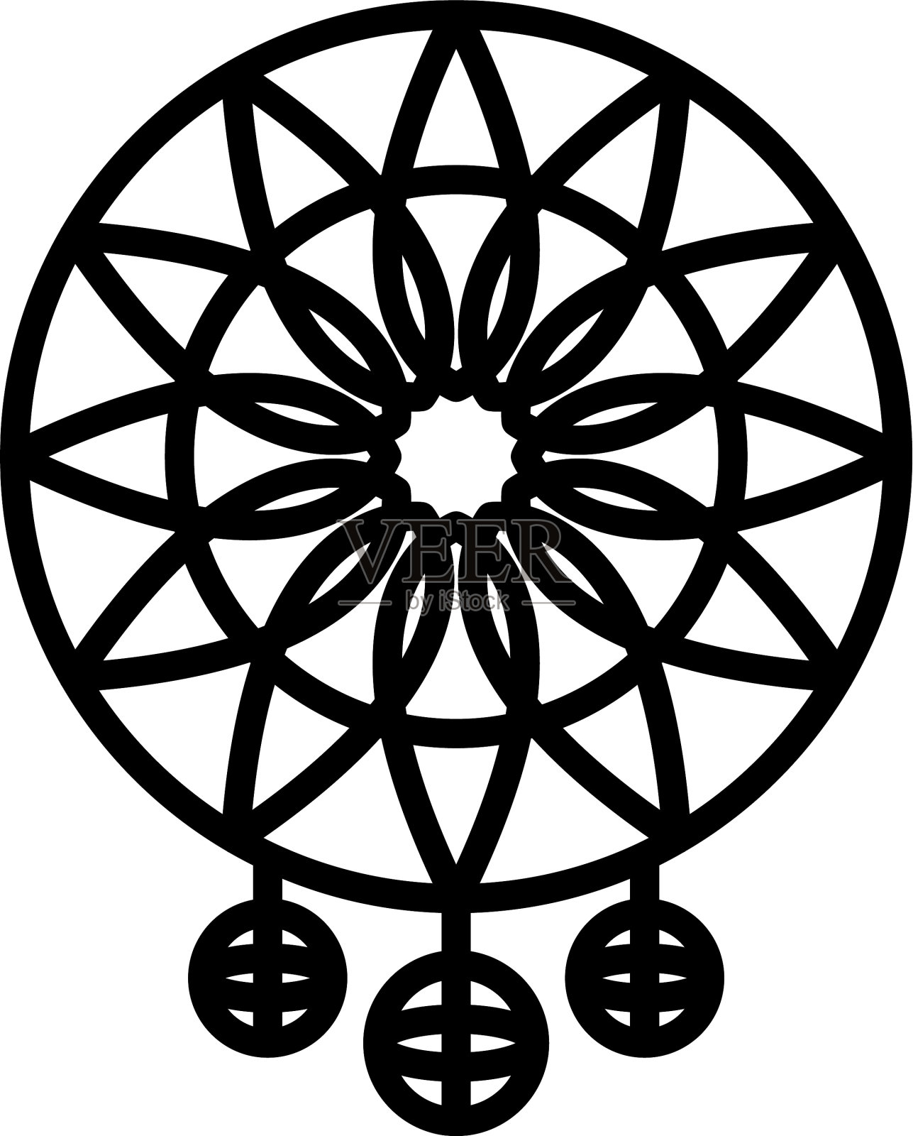 文化捕梦网图标轮廓风格插画图片素材