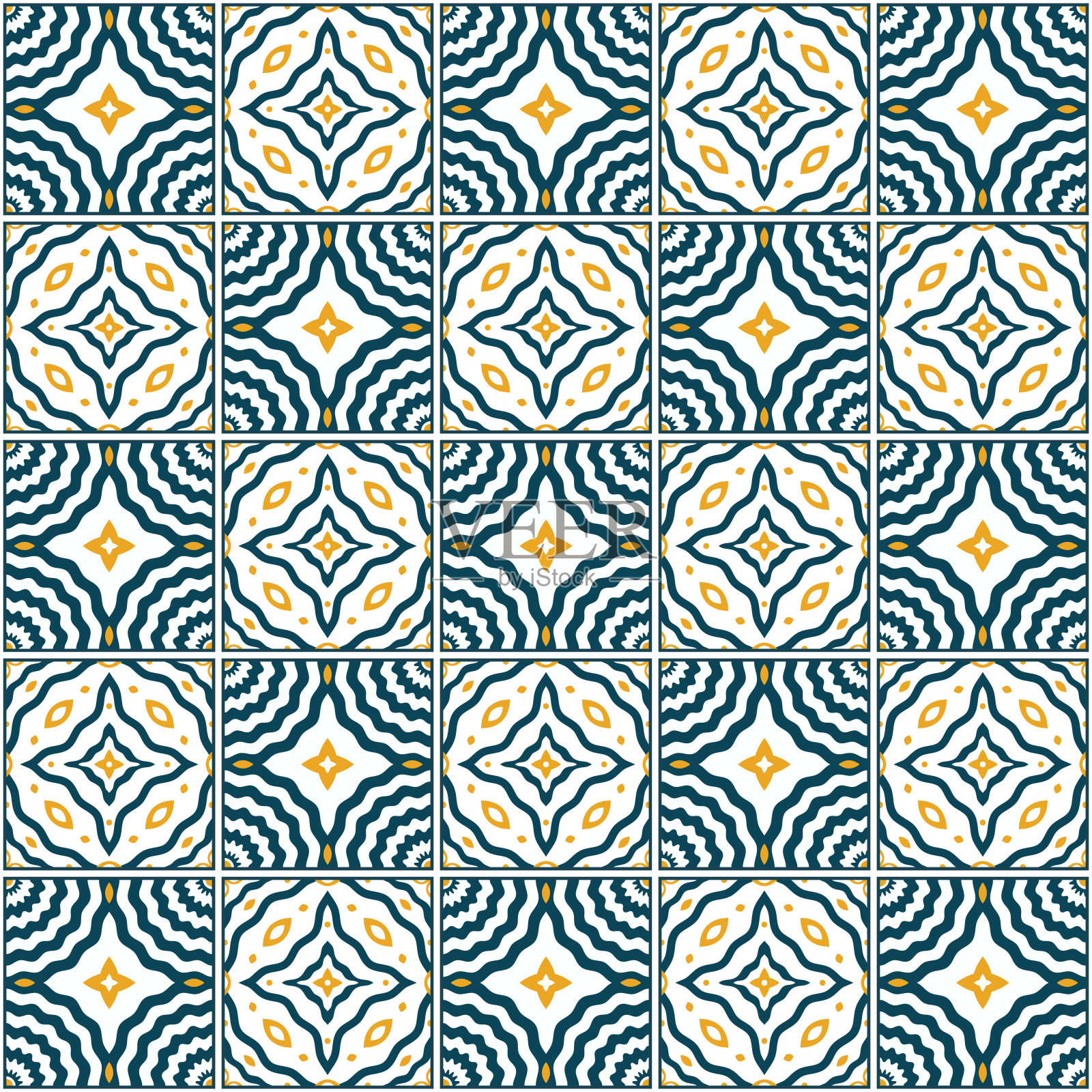 地中海风格瓷砖图案民族民间装饰色彩丰富无缝几何图案复古东方装饰元素背景插画图片素材