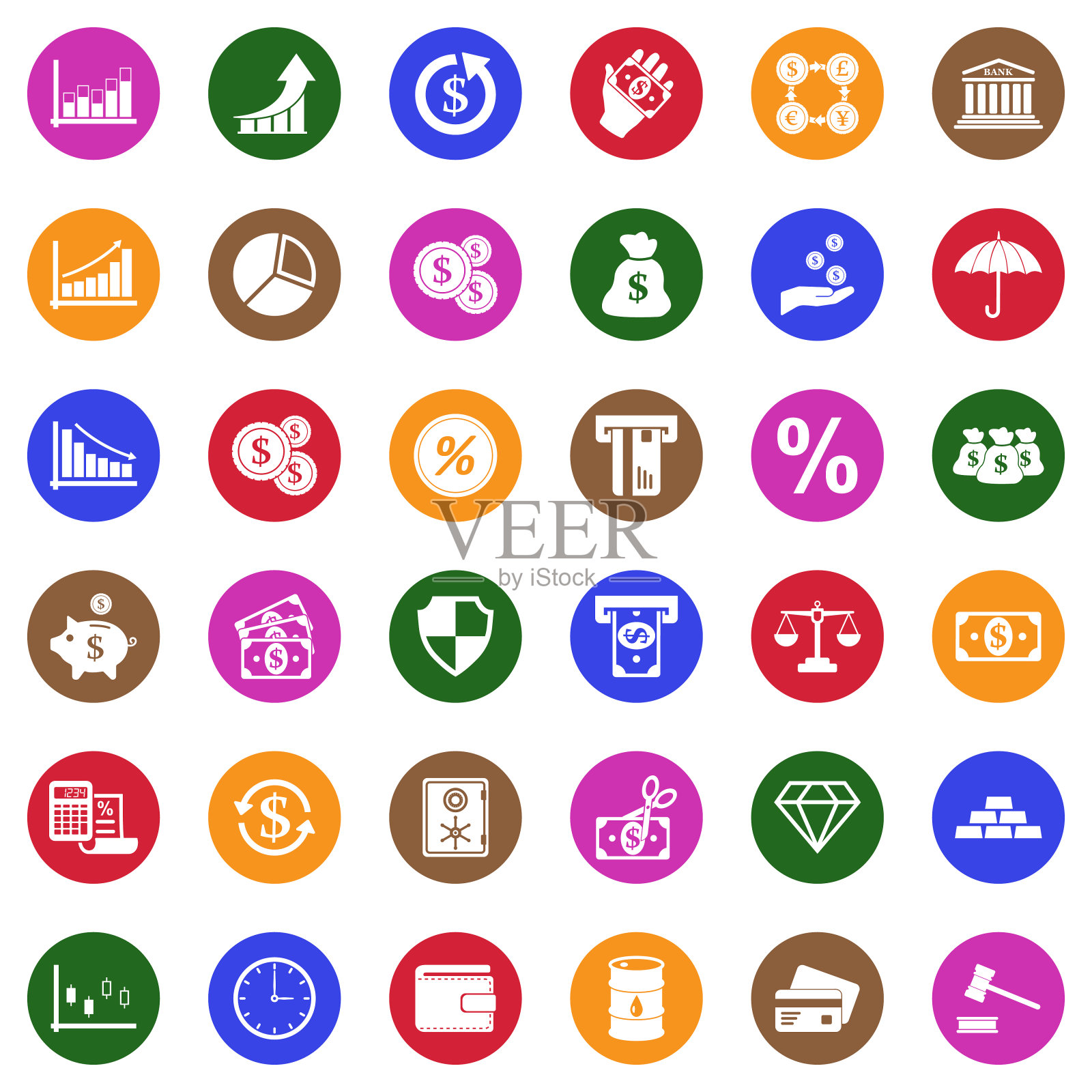 经济的图标。圆形的白色平面设计。矢量插图。图标素材