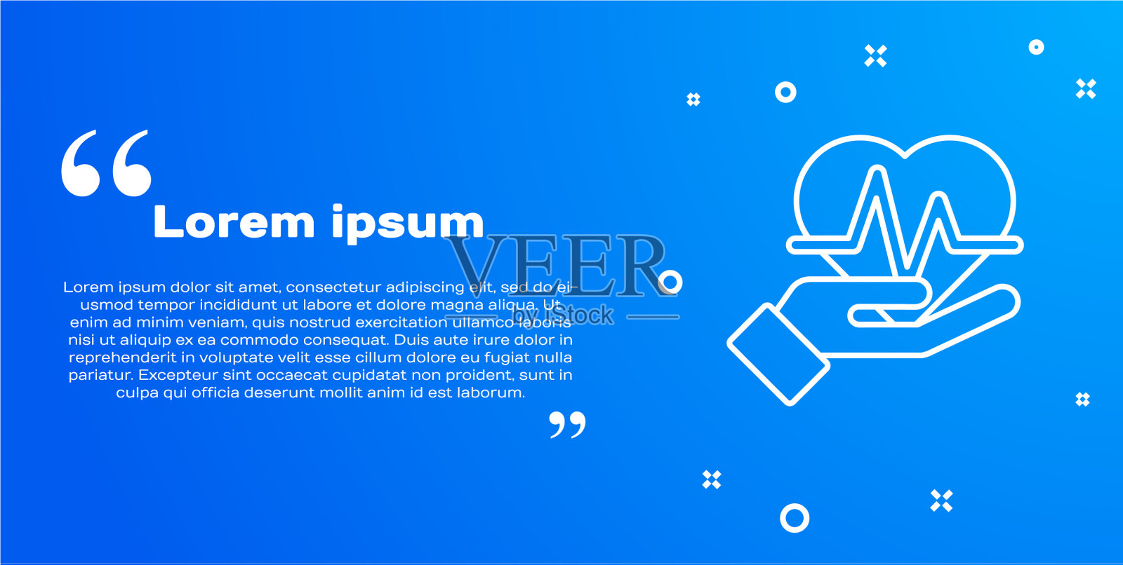 蓝线上孤立的白线心率图标插画图片素材