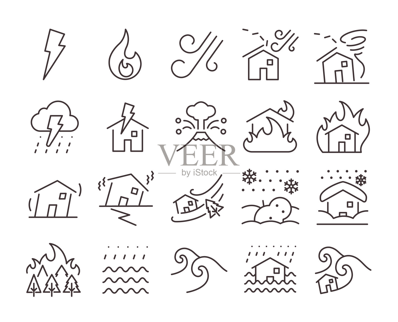 灾难图标设置插画图片素材