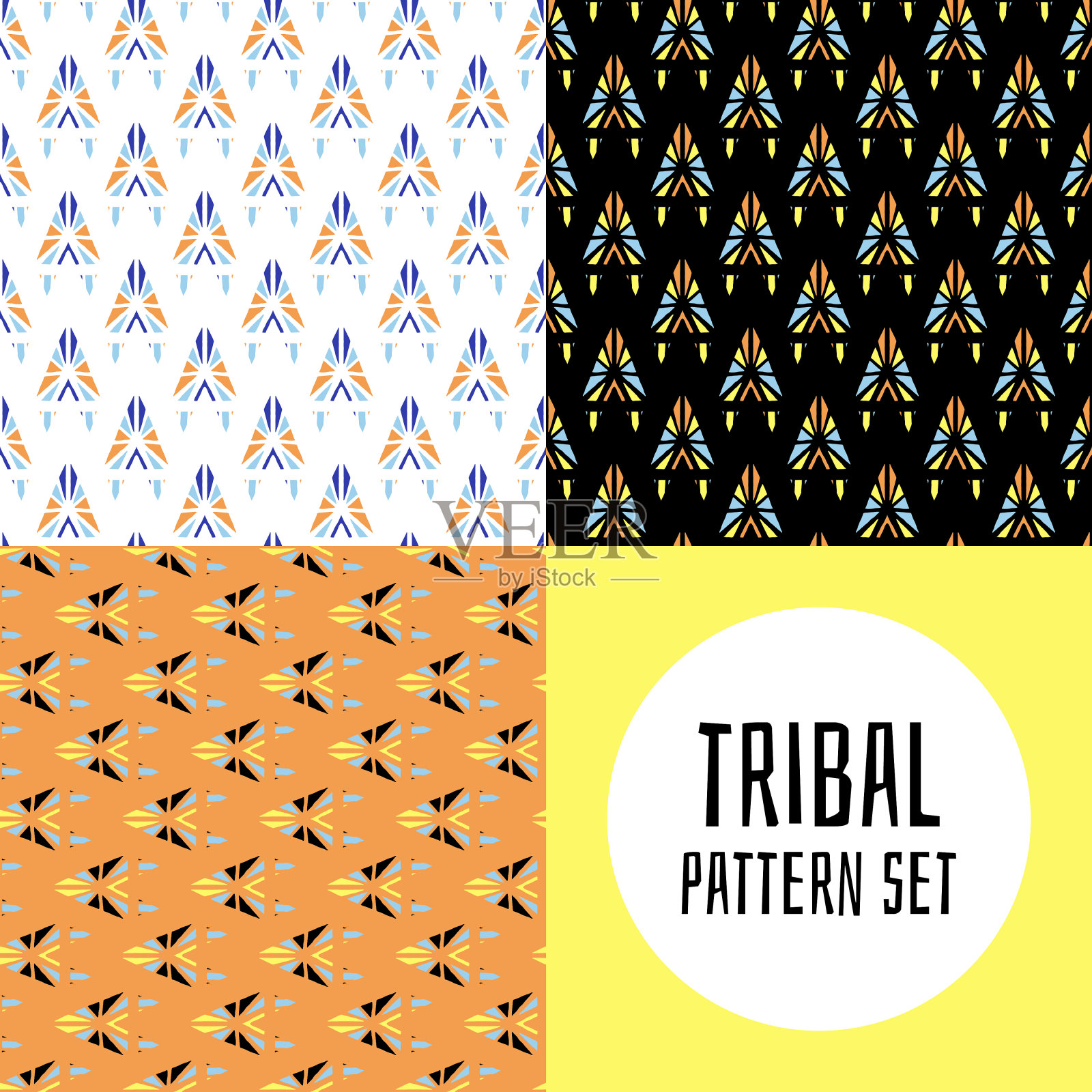 集夏季部落模式矢量无缝。非洲面具质地。织物的民族背景印花插画图片素材