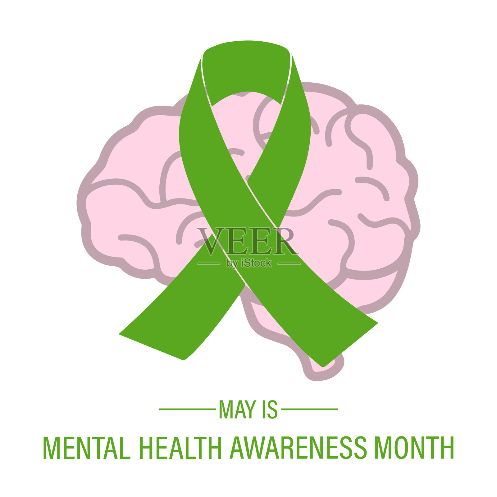 心理健康关怀设计:美国五月心理健康宣传月插画图片素材