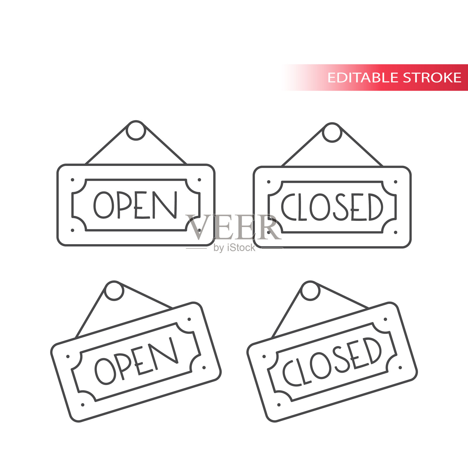 打开和关闭标志线图标插画图片素材