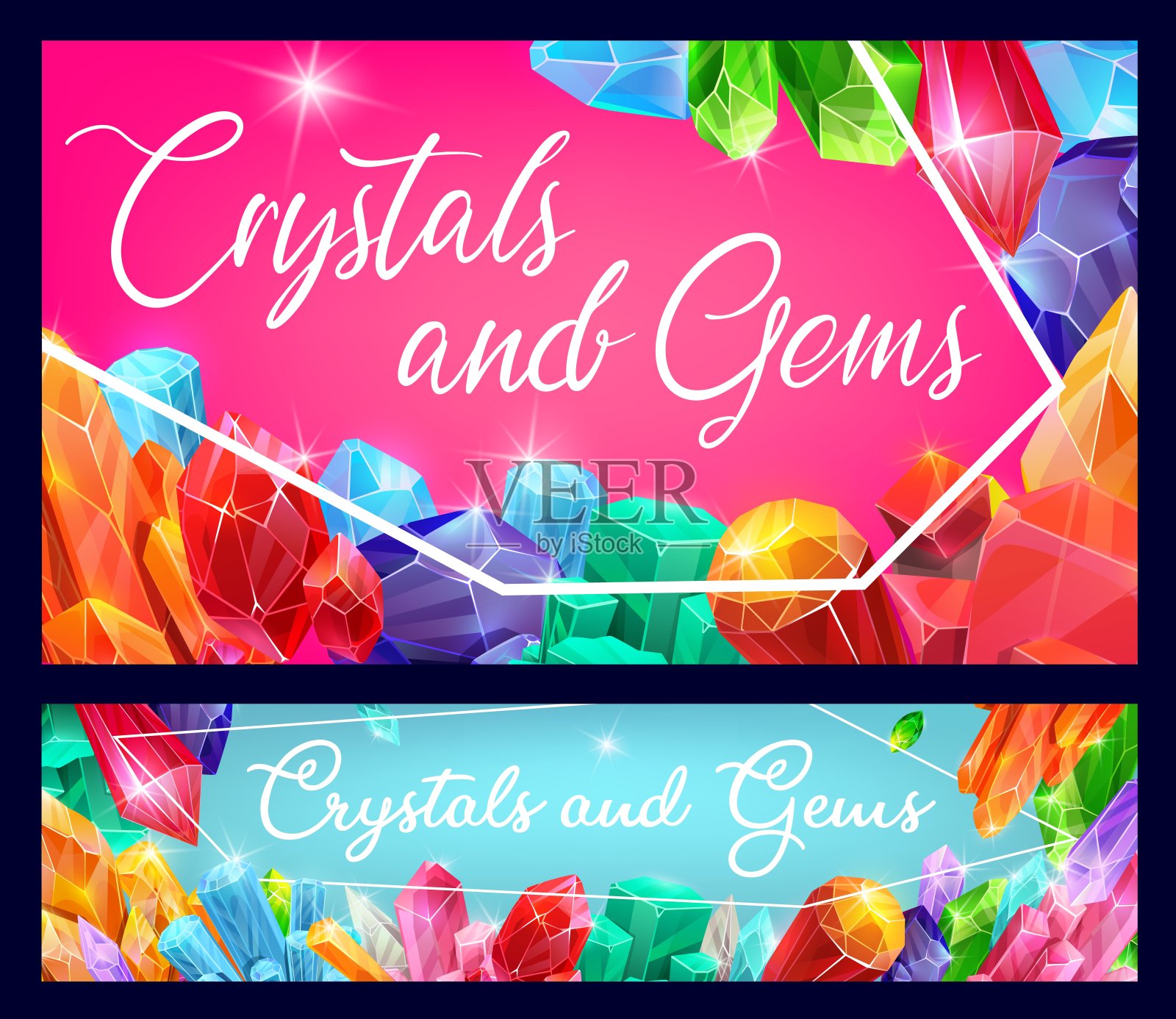 宝石,宝石和闪亮的水晶向量插画图片素材