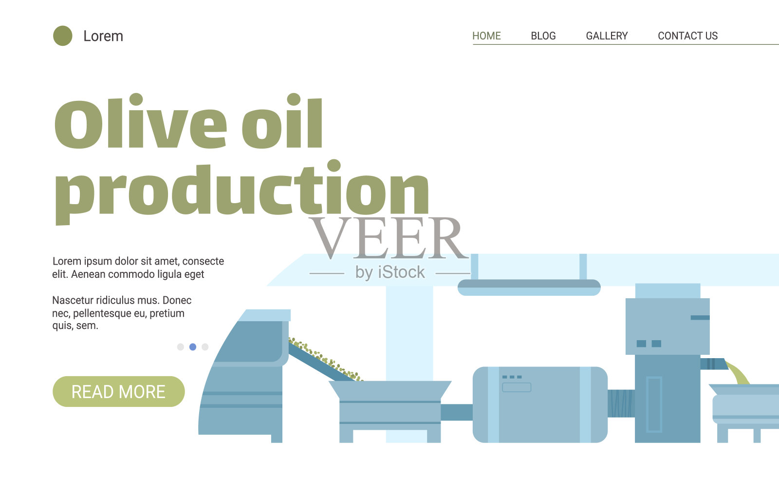 橄榄油生产网站与抽油设备矢量插图。插画图片素材