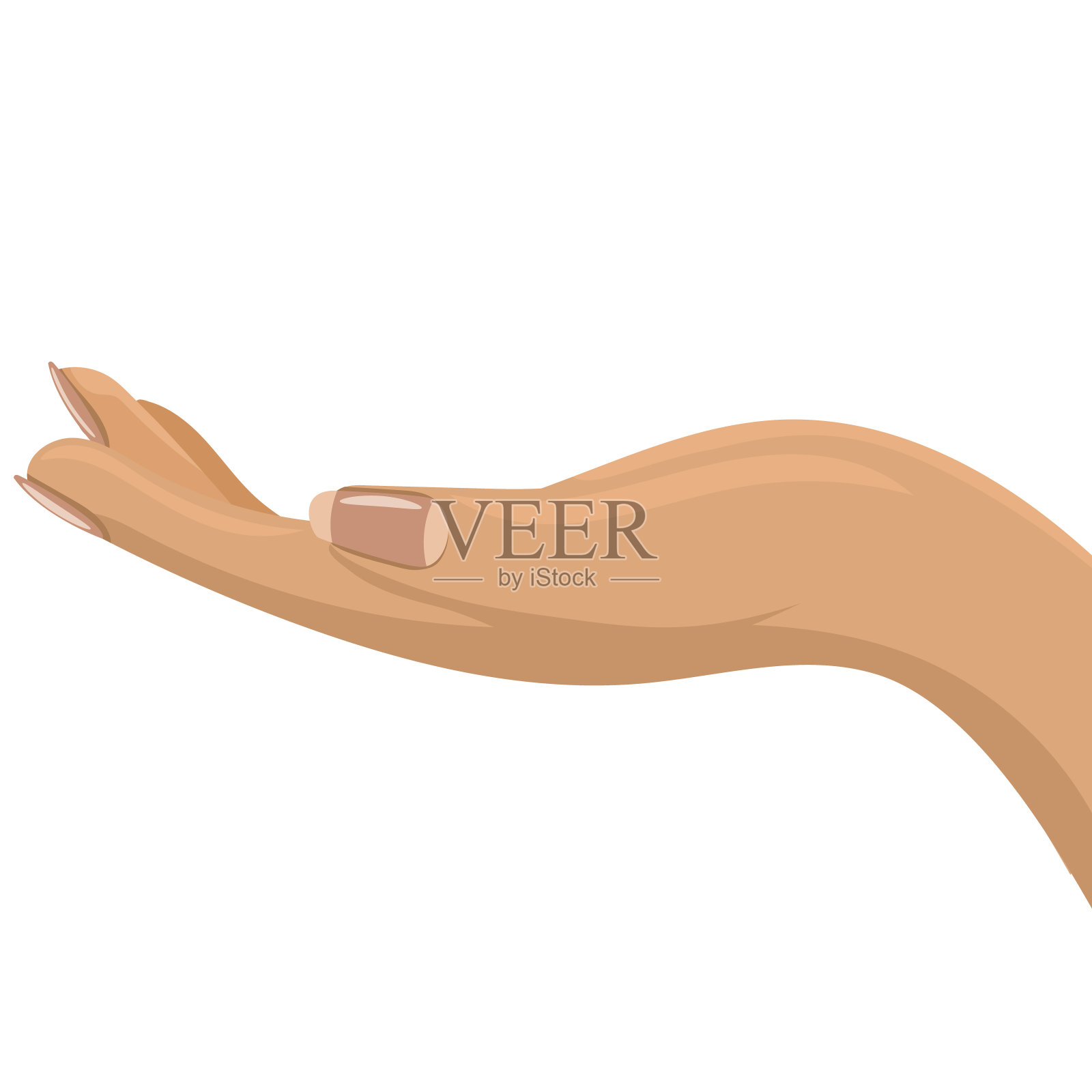 女性或女性手打开和侧视图。平面和纯色矢量插图。插画图片素材