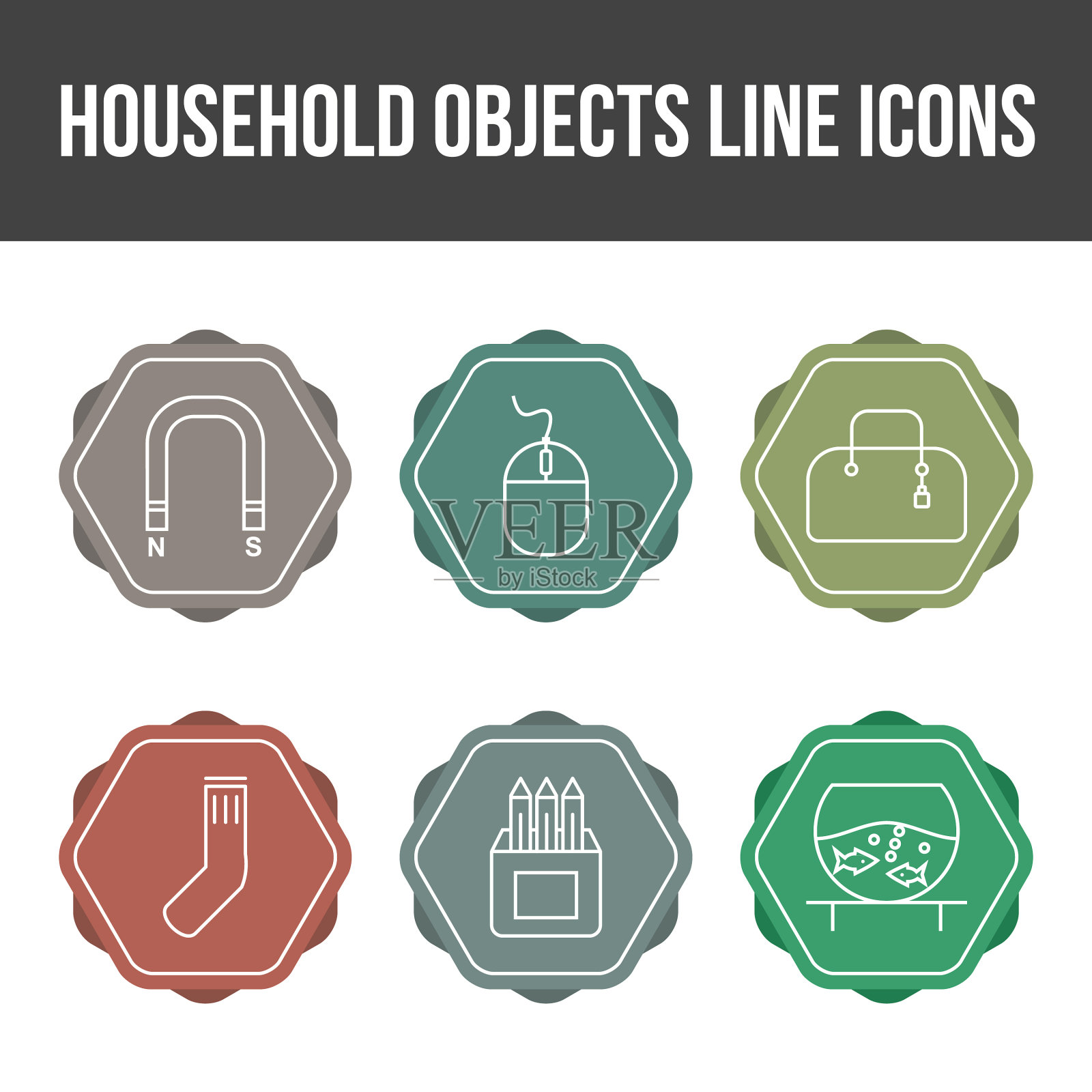 独特的家居用品图标集图标素材