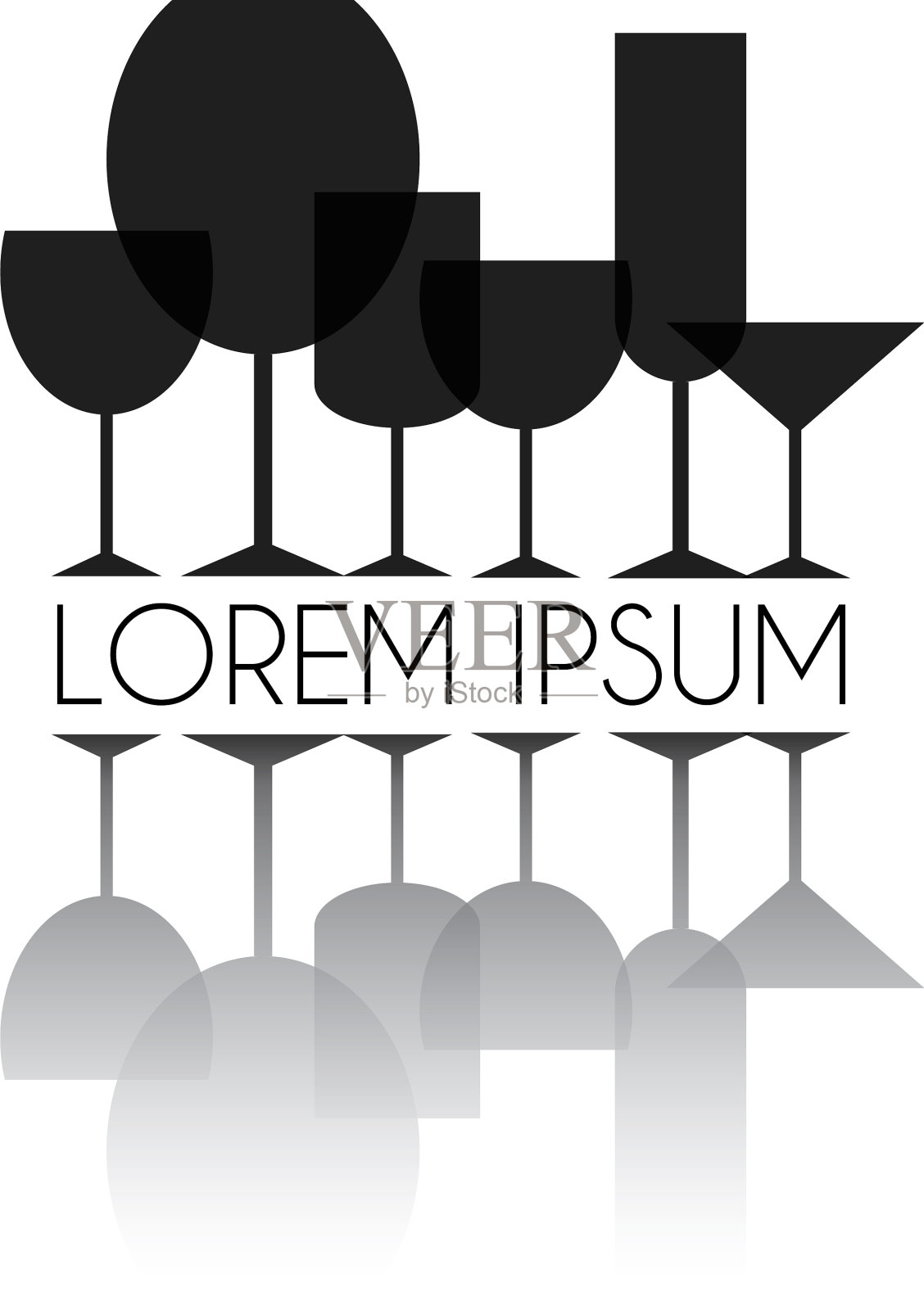 酒杯收集在孤立的插画图片素材