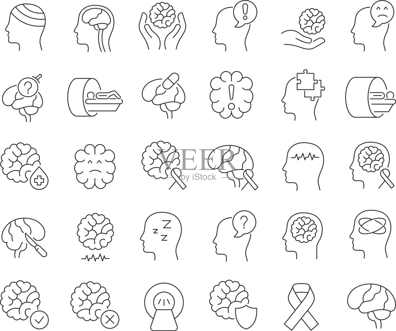 线条图标世界脑瘤日插画图片素材