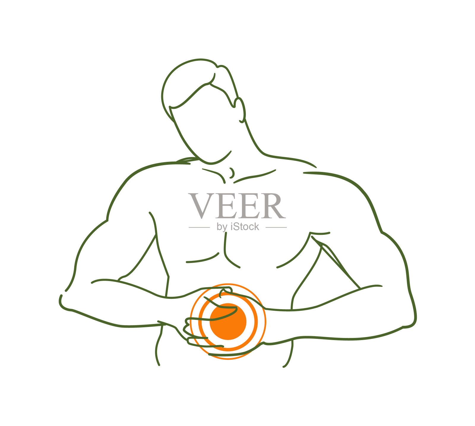 胃痛男子身体点孤立上白插画图片素材