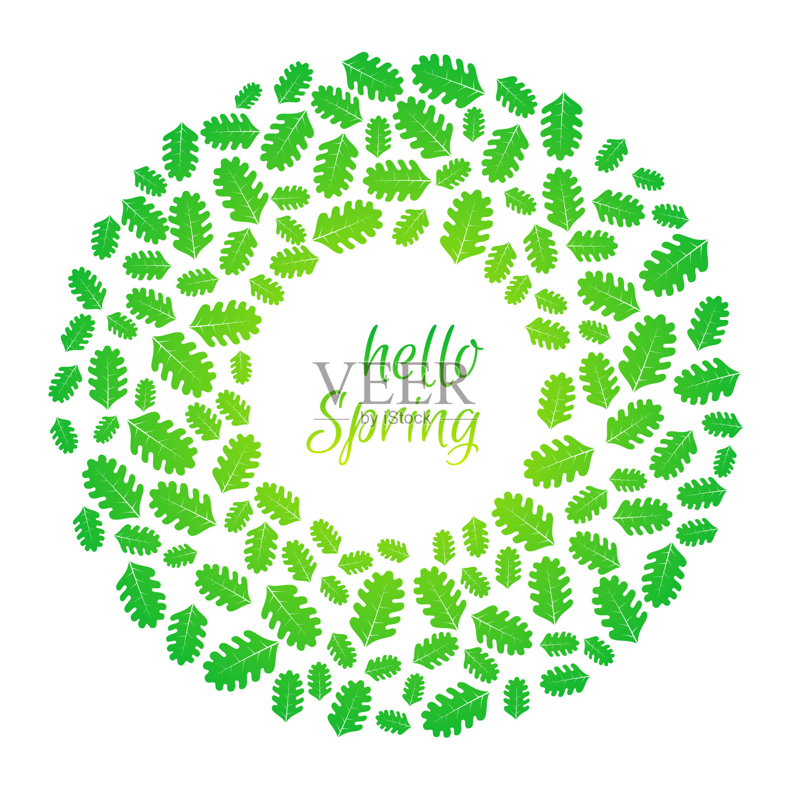 圆圆的框架,绿色的叶子设计元素图片