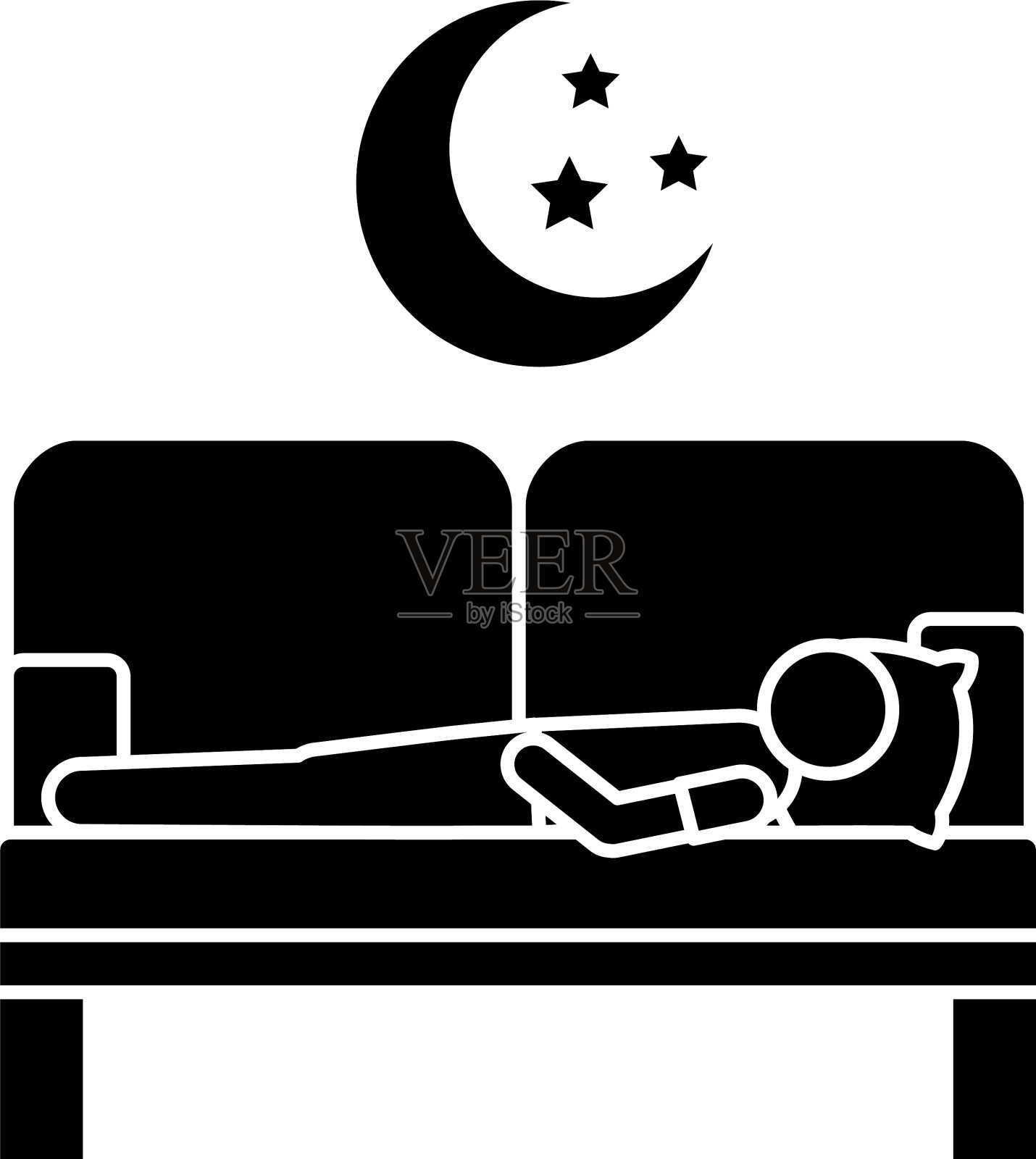 失眠的人在沙发和月亮的剪影设计元素图片