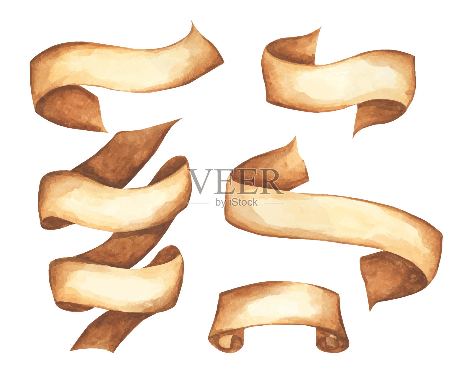 水彩丝带集设计元素图片