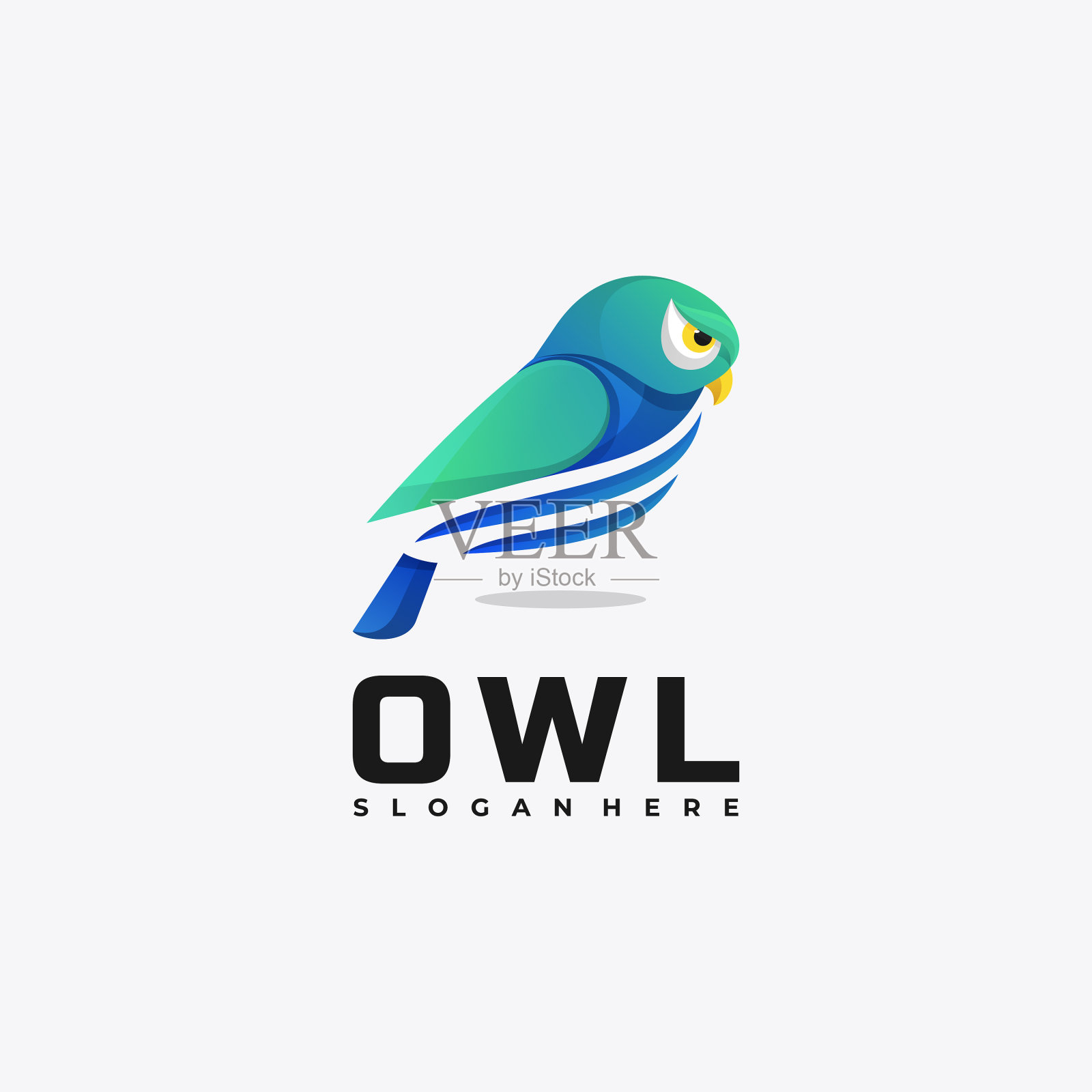 标志猫头鹰渐变色彩风格插画图片素材