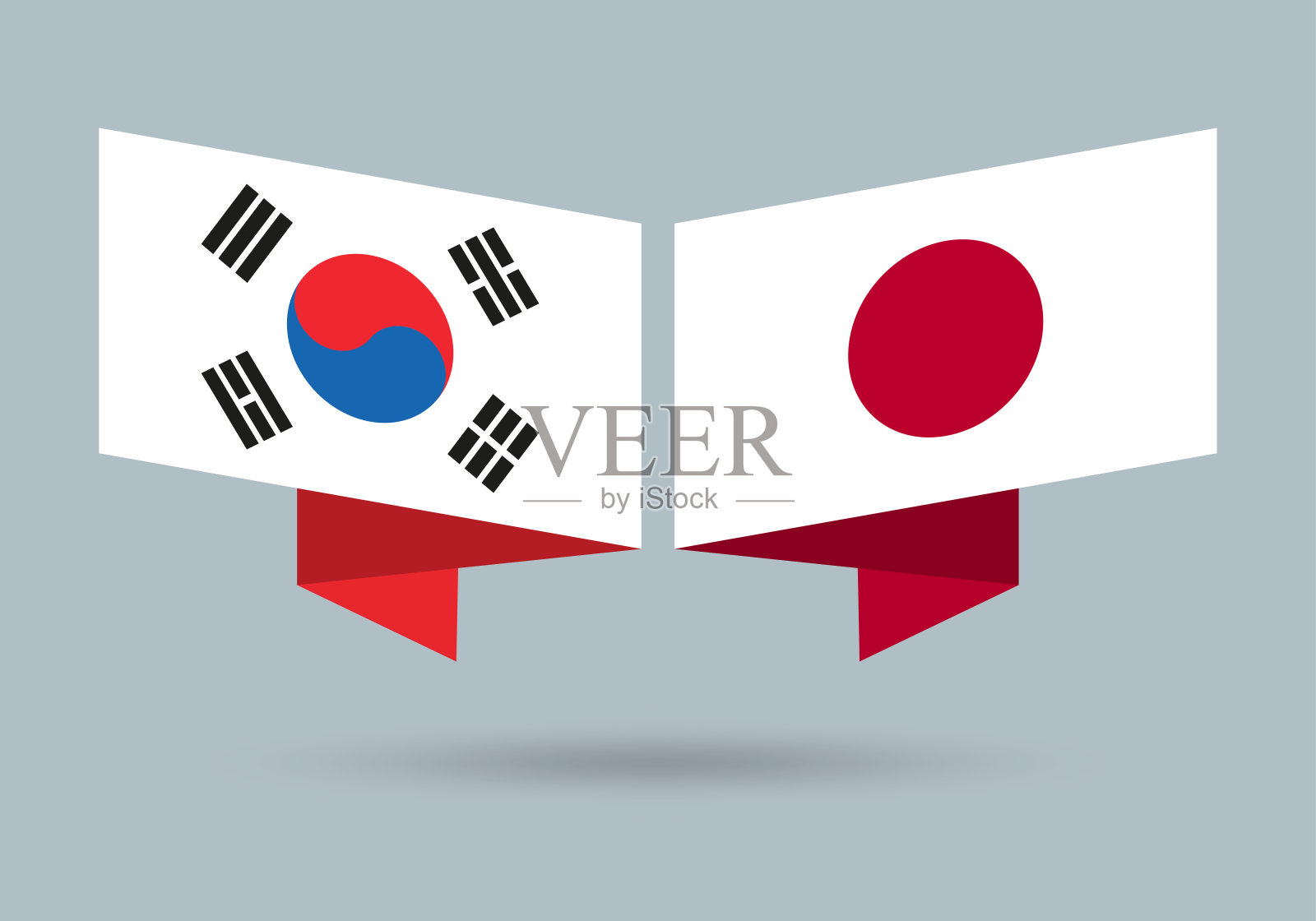 韩国和日本的国旗。日本和韩国的国家象征。矢量插图。插画图片素材