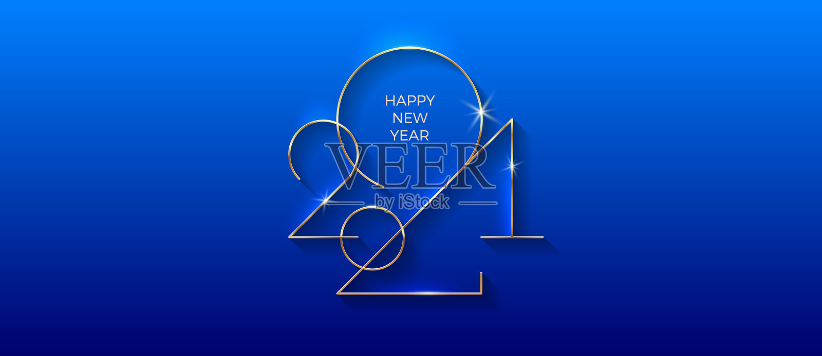 贺卡与黄金2021年新年标志插画图片素材