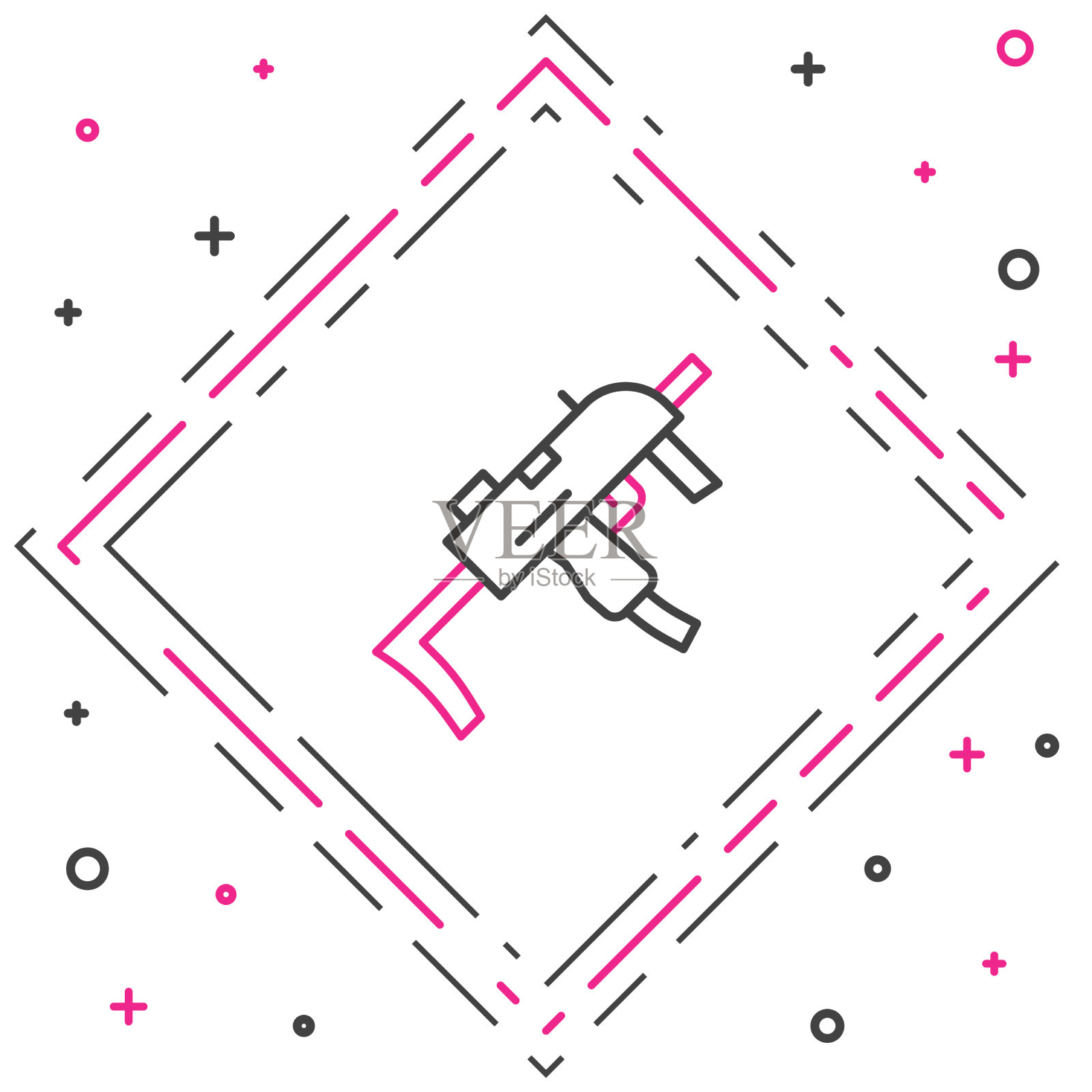 mp9线冲锋枪图标在白色隔离插画图片素材