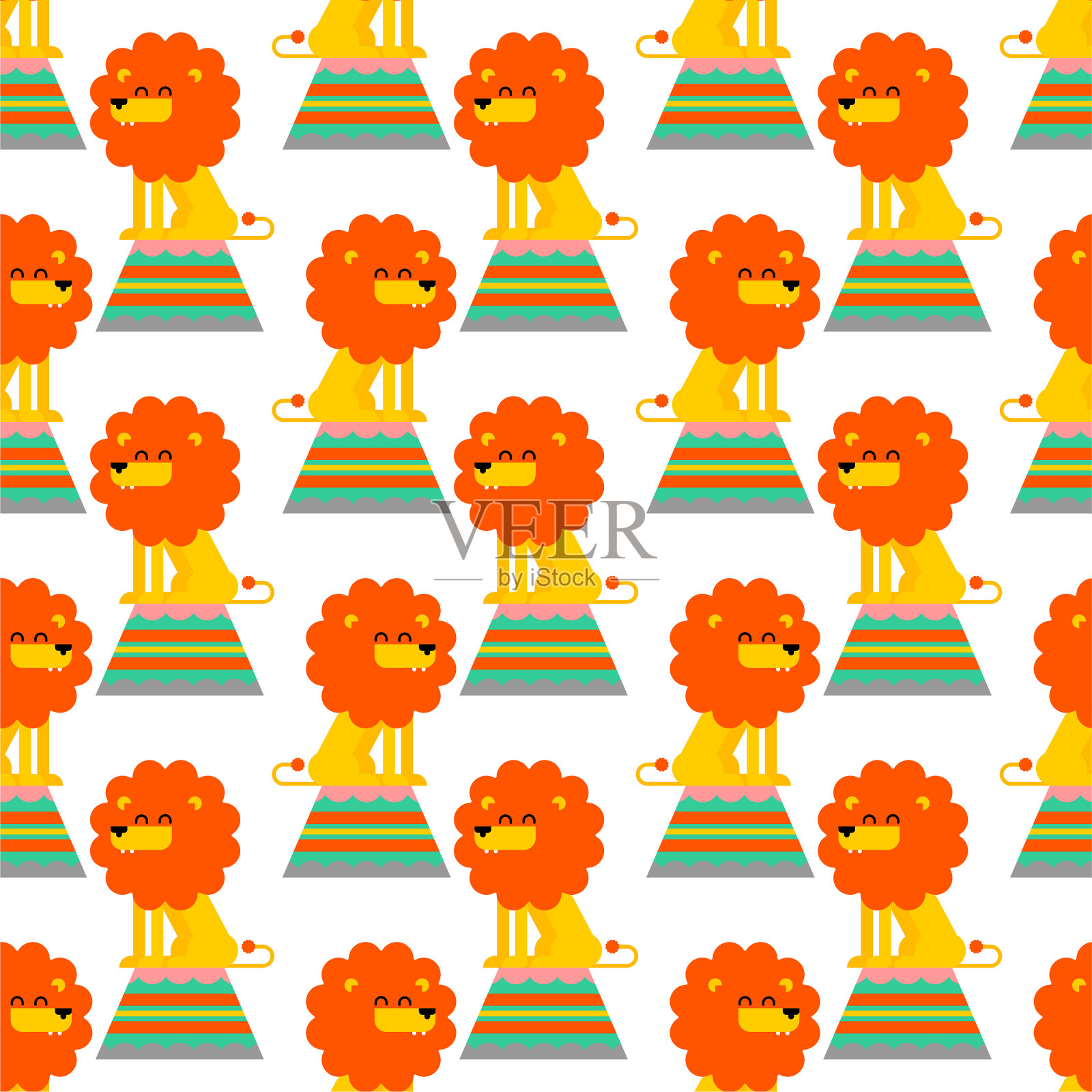 狮子图案无缝狮子背景野兽插画图片素材