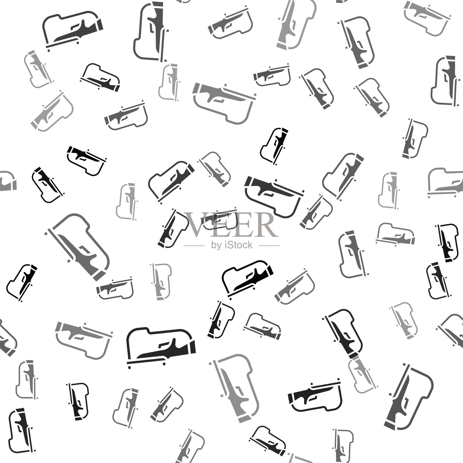 黑色冬季两项步枪图标孤立无缝插画图片素材