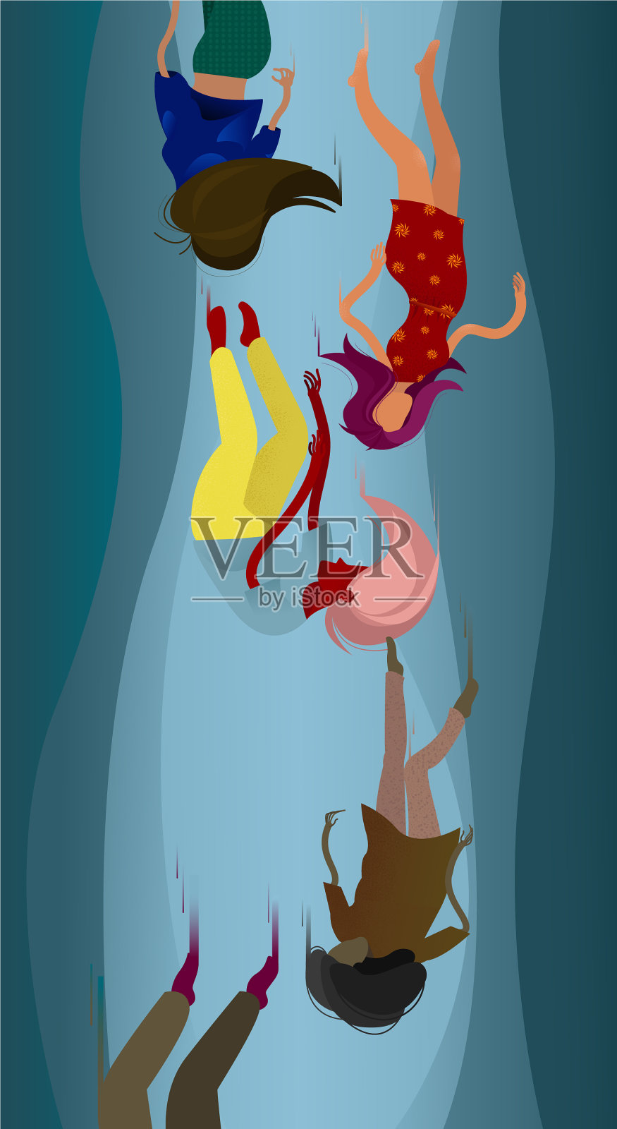 从天堂坠落的人插画图片素材