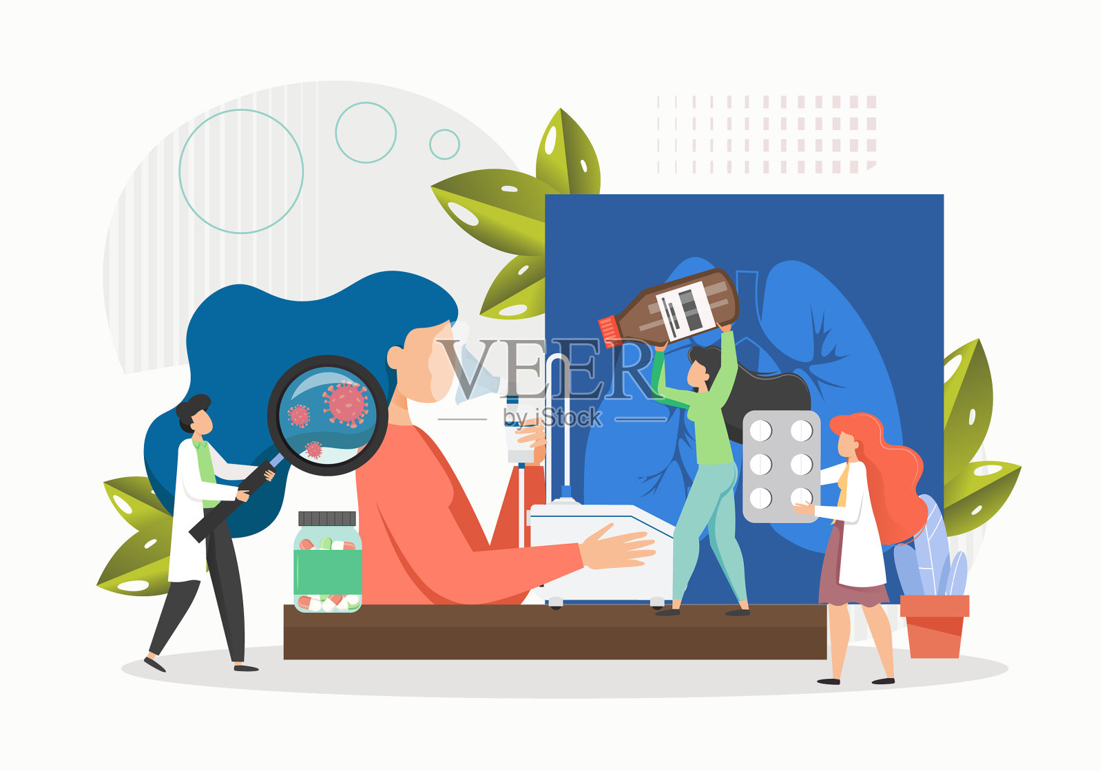 女人用喷雾器平插画图片素材