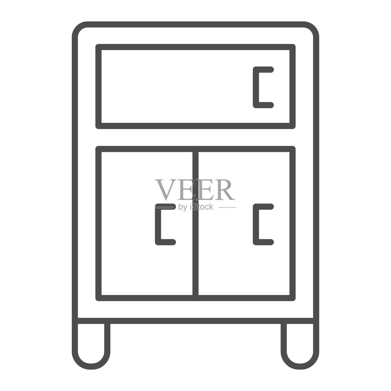 床头桌细线图标家具概念插画图片素材