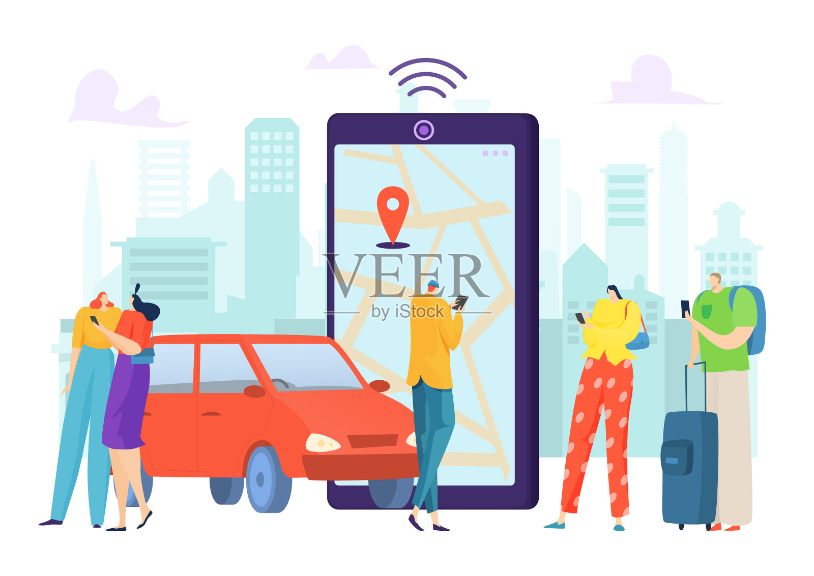 网上服务申请与地图位置租金设计元素图片