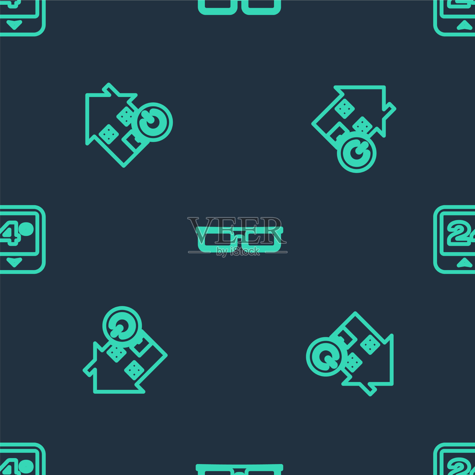 设置线眼镜智能家居和恒温器图标素材