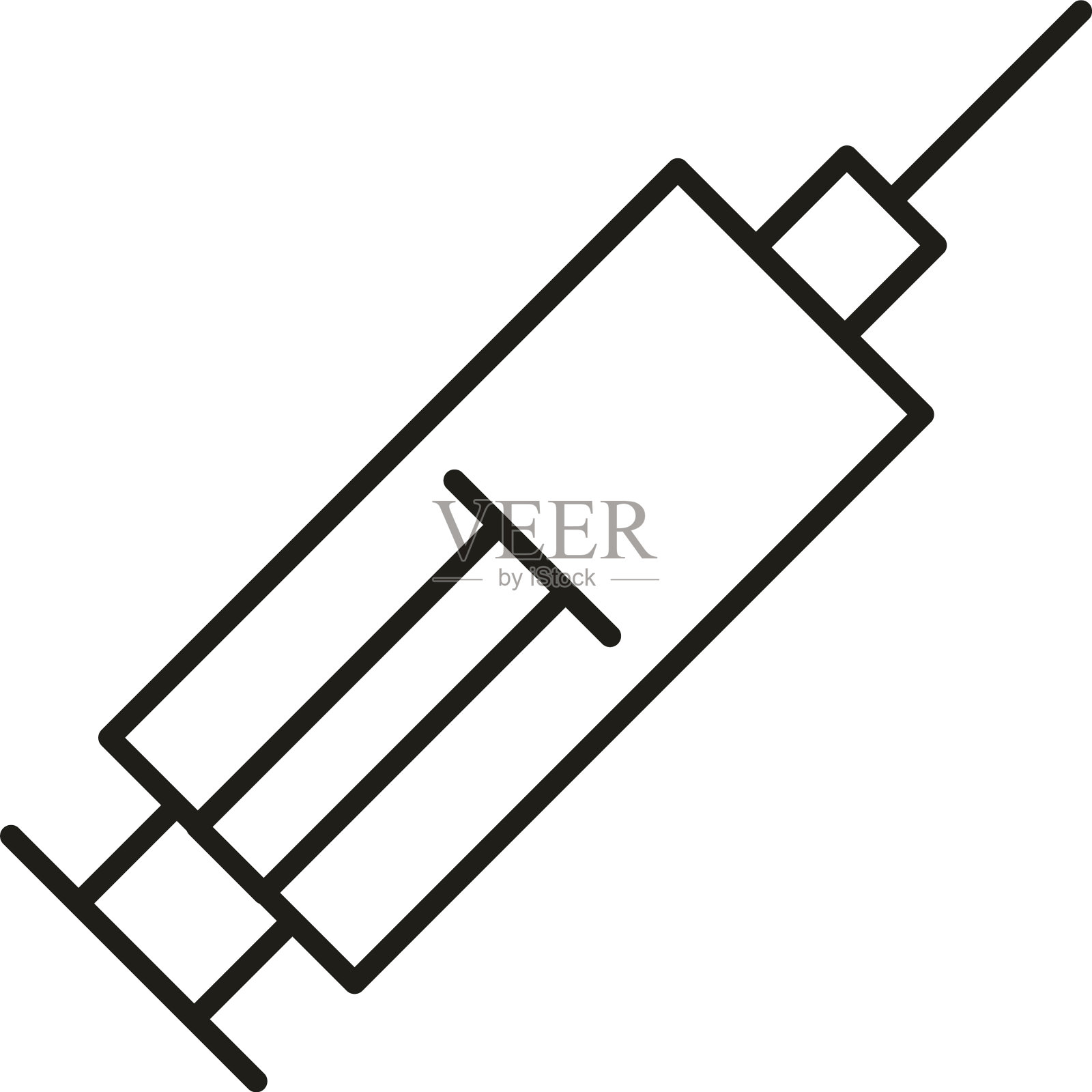 病毒防护接种注射器医疗线设计元素图片