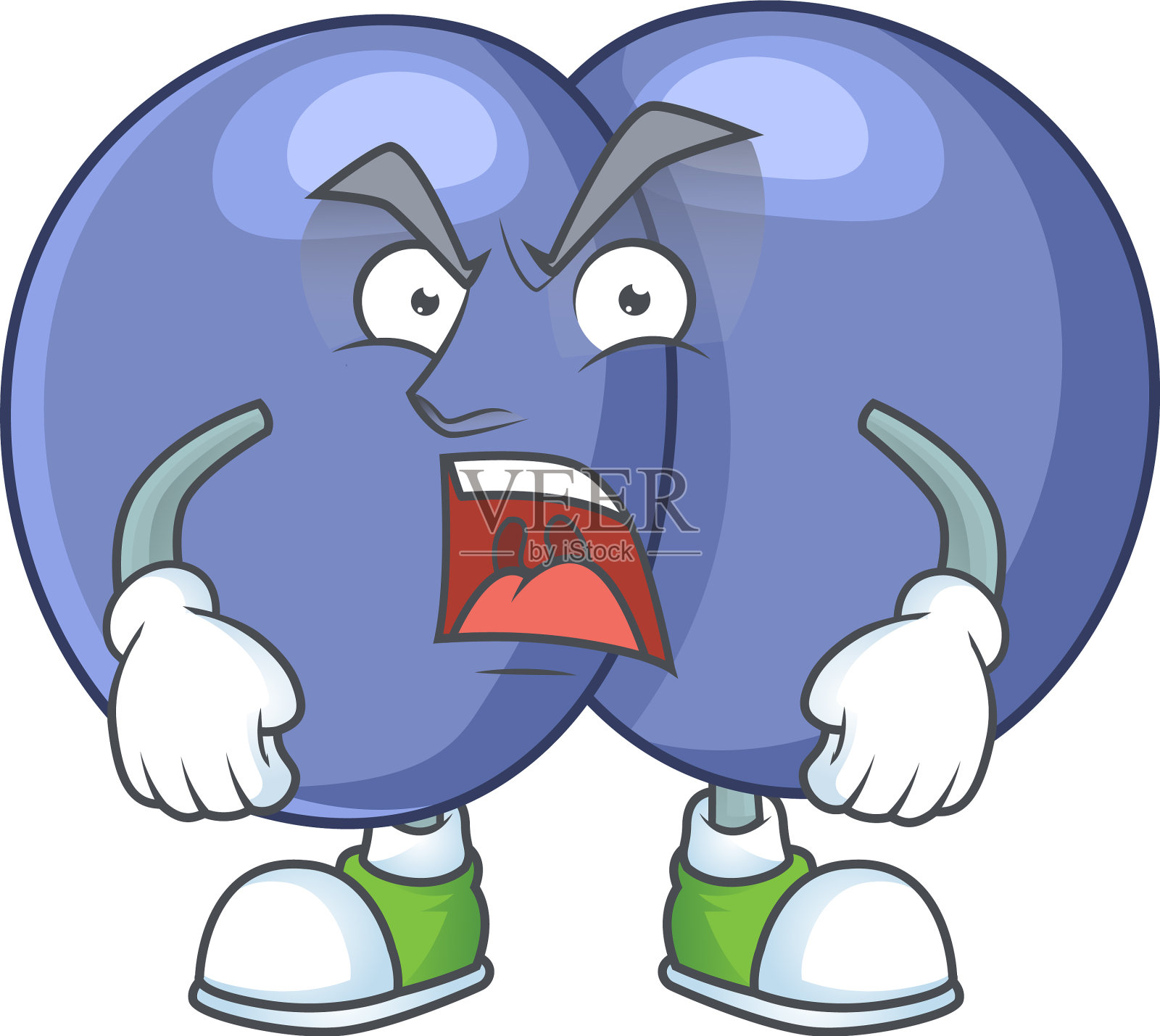 肺炎链球菌卡通与疯狂的脸设计元素图片