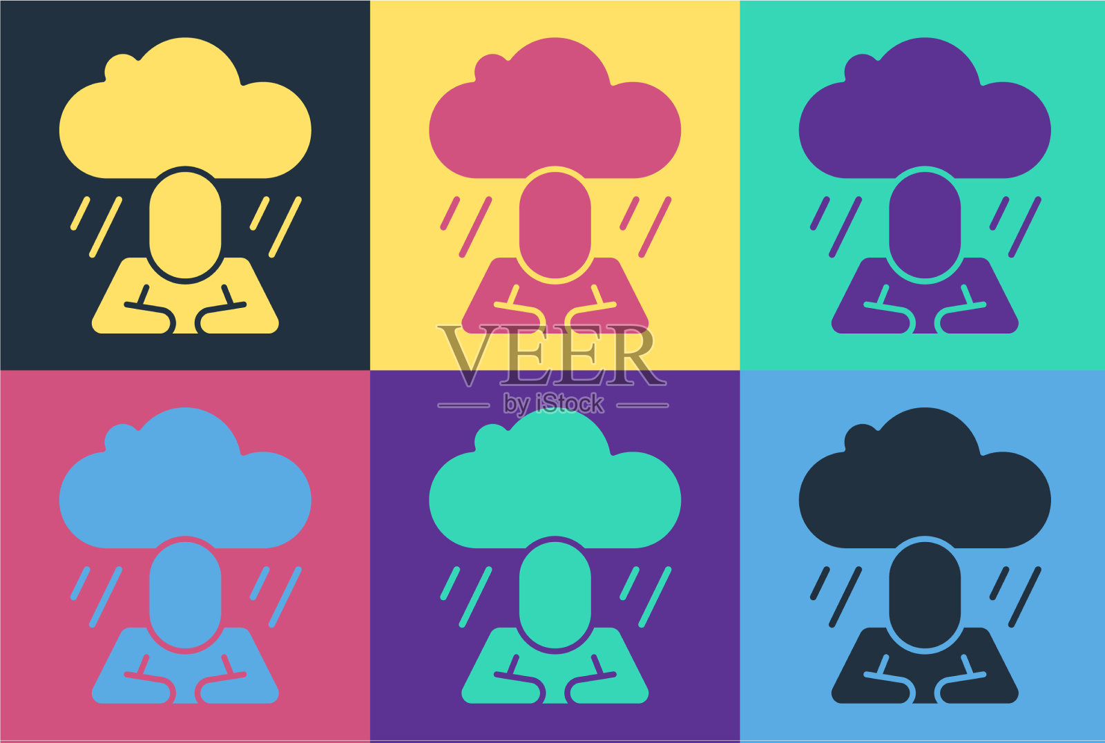 波普艺术的沮丧和挫折图标孤立插画图片素材