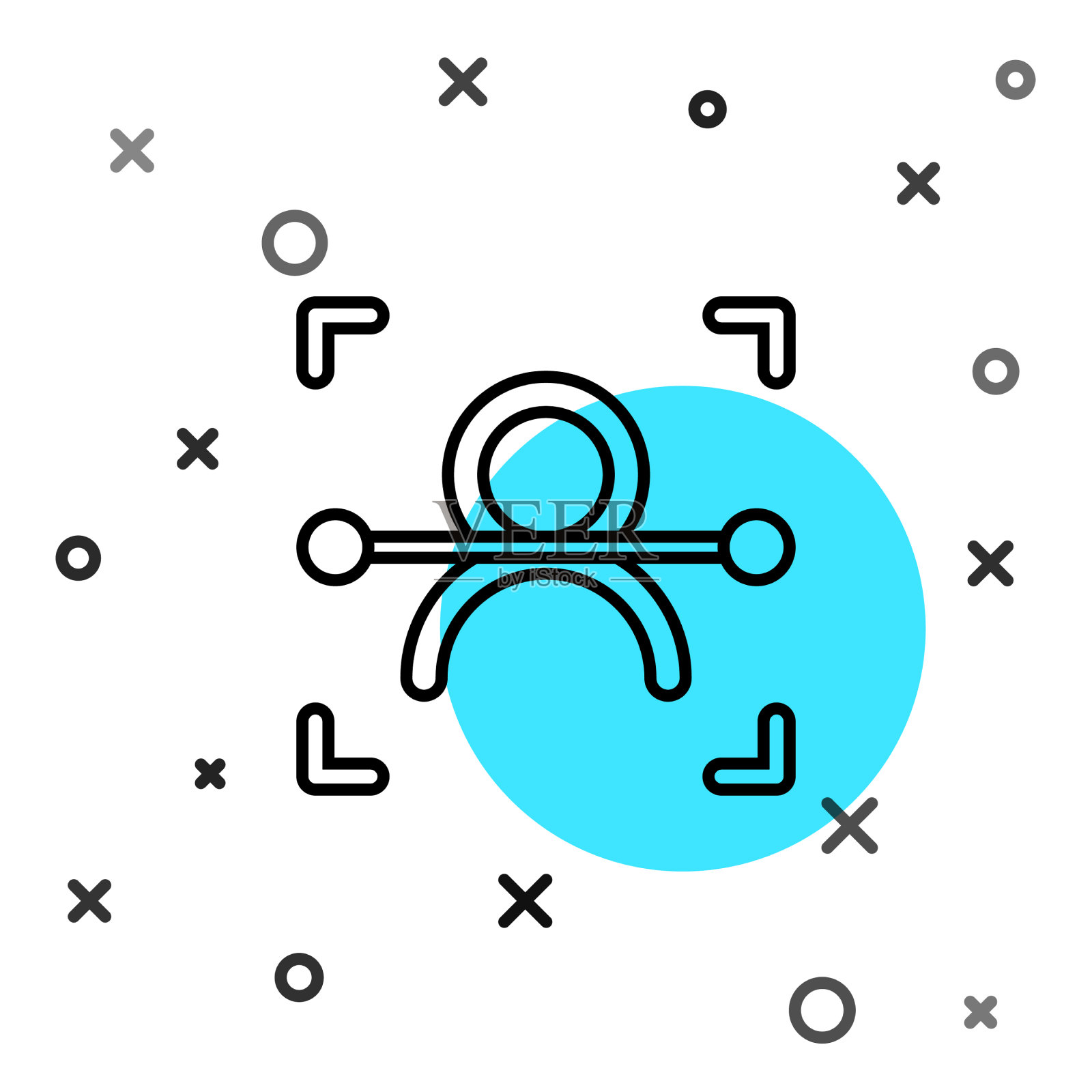 黑线人脸识别图标孤立在白色图标素材