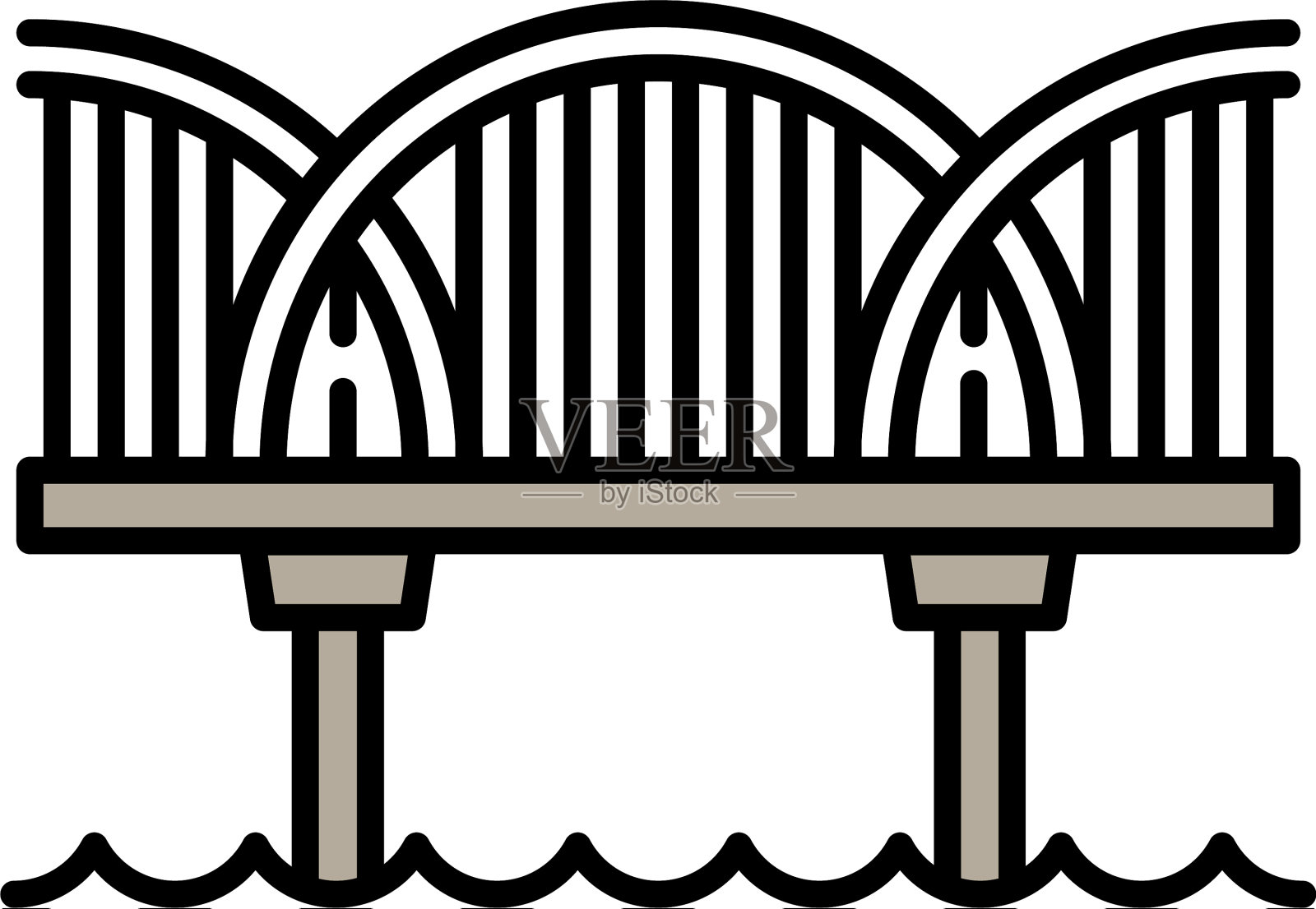 河桥图标轮廓风格设计元素图片