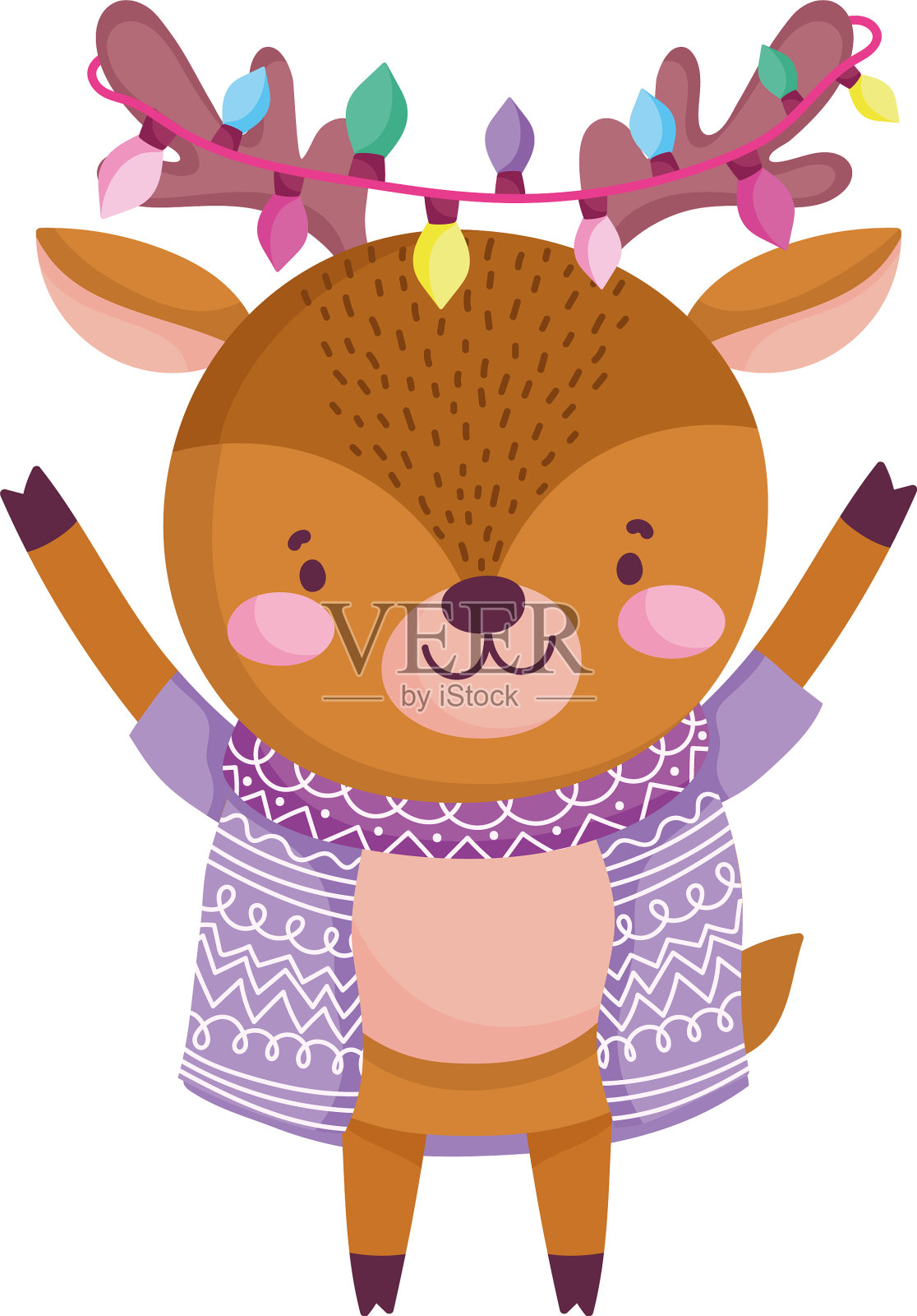 圣诞快乐,可爱的驯鹿和毛衣设计元素图片