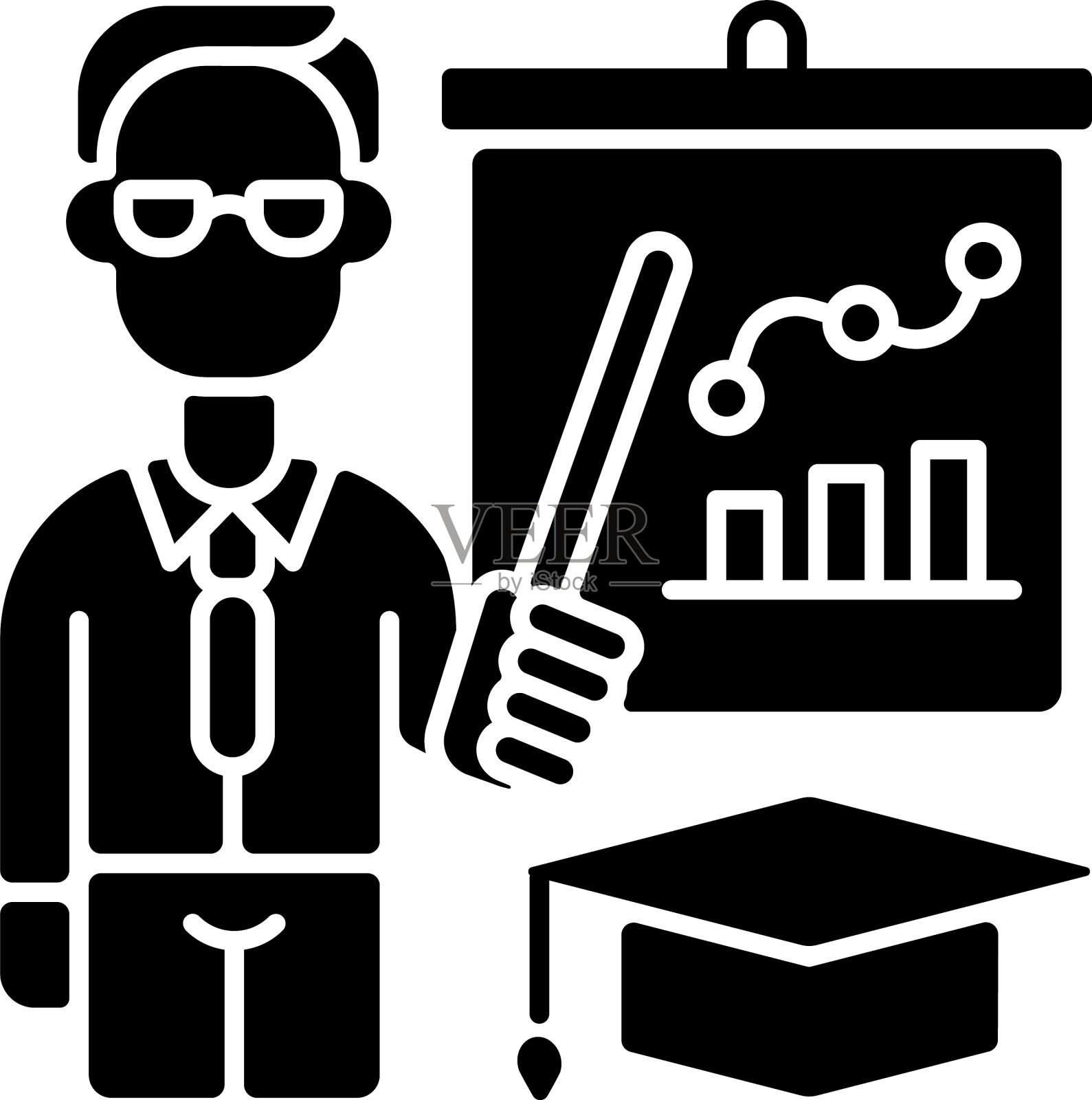 教育者黑色字形图标设计元素图片