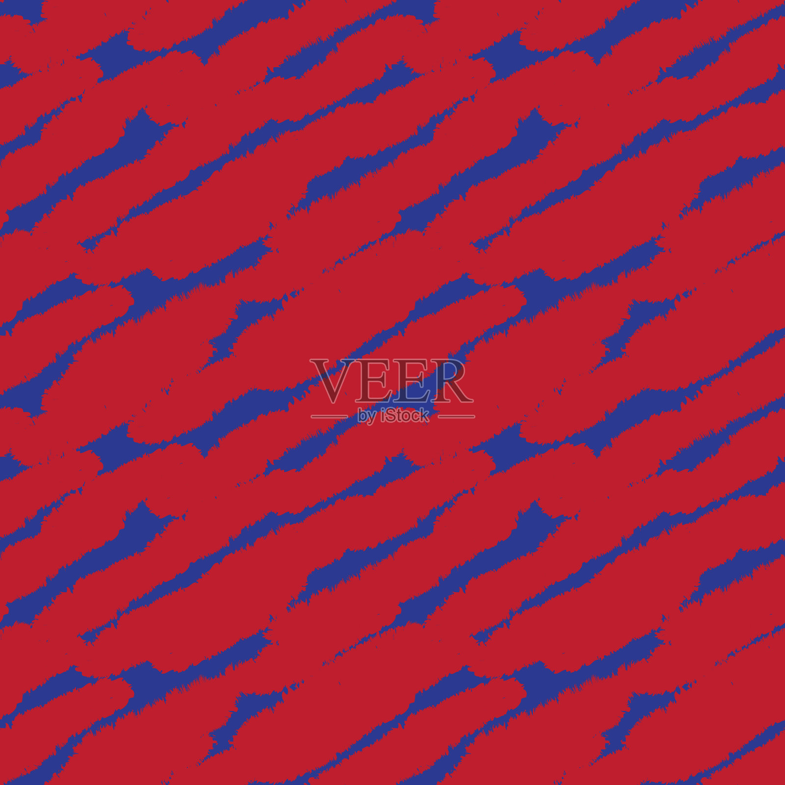 红色海军蓝笔触毛皮无缝图案插画图片素材