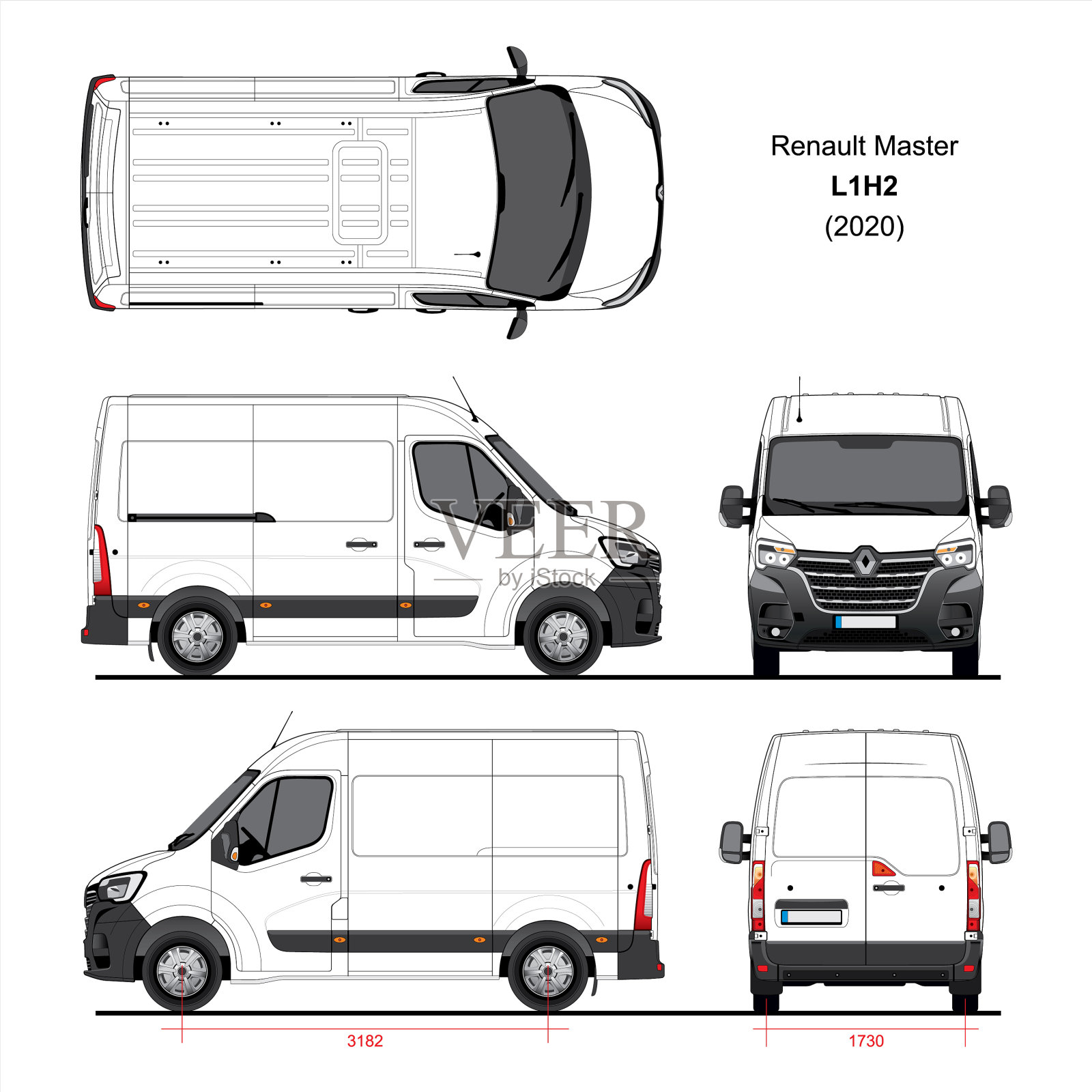 雷诺master cargo delivery van l1h2 2020插画图片素材