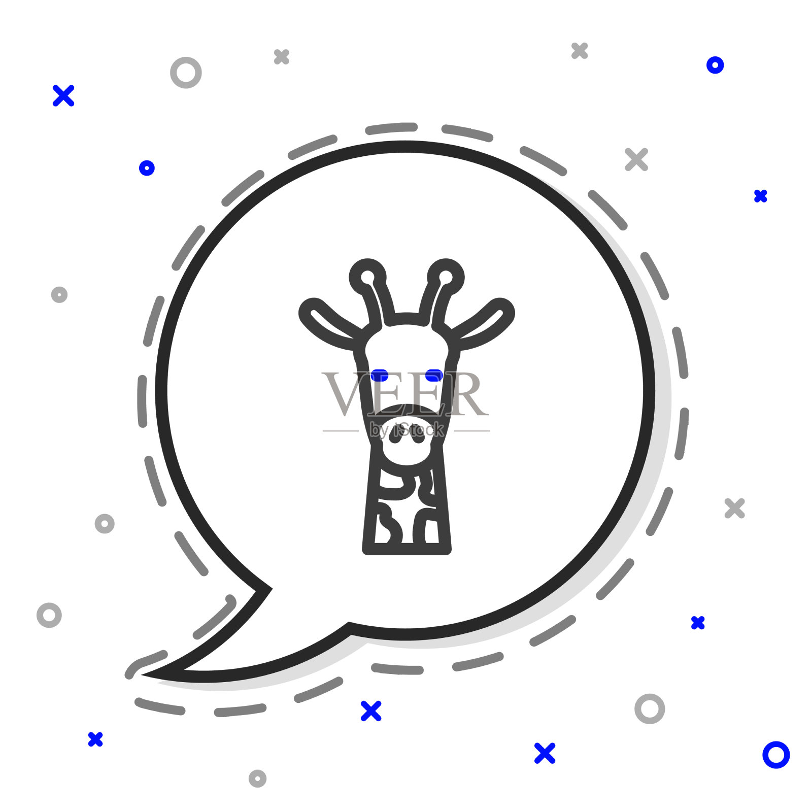 线长颈鹿头图标孤立在白色插画图片素材