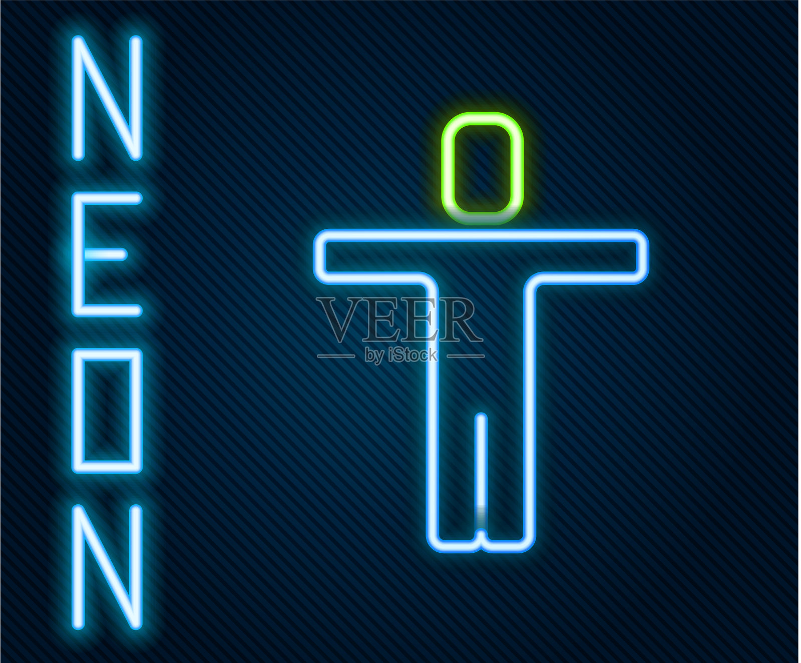 发光的霓虹灯线头部狩猎图标孤立上插画图片素材