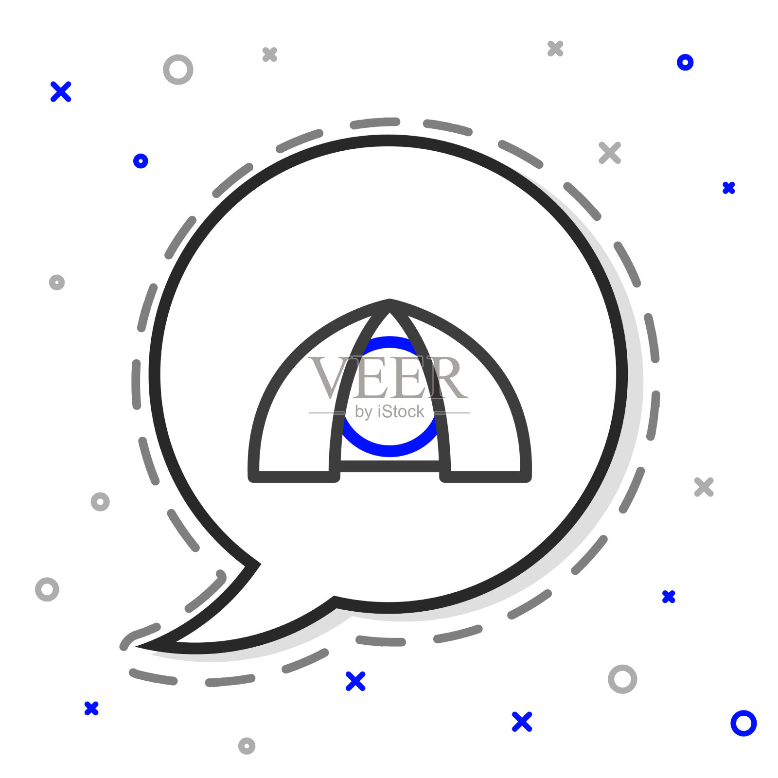 线路旅游帐篷图标孤立在白色插画图片素材