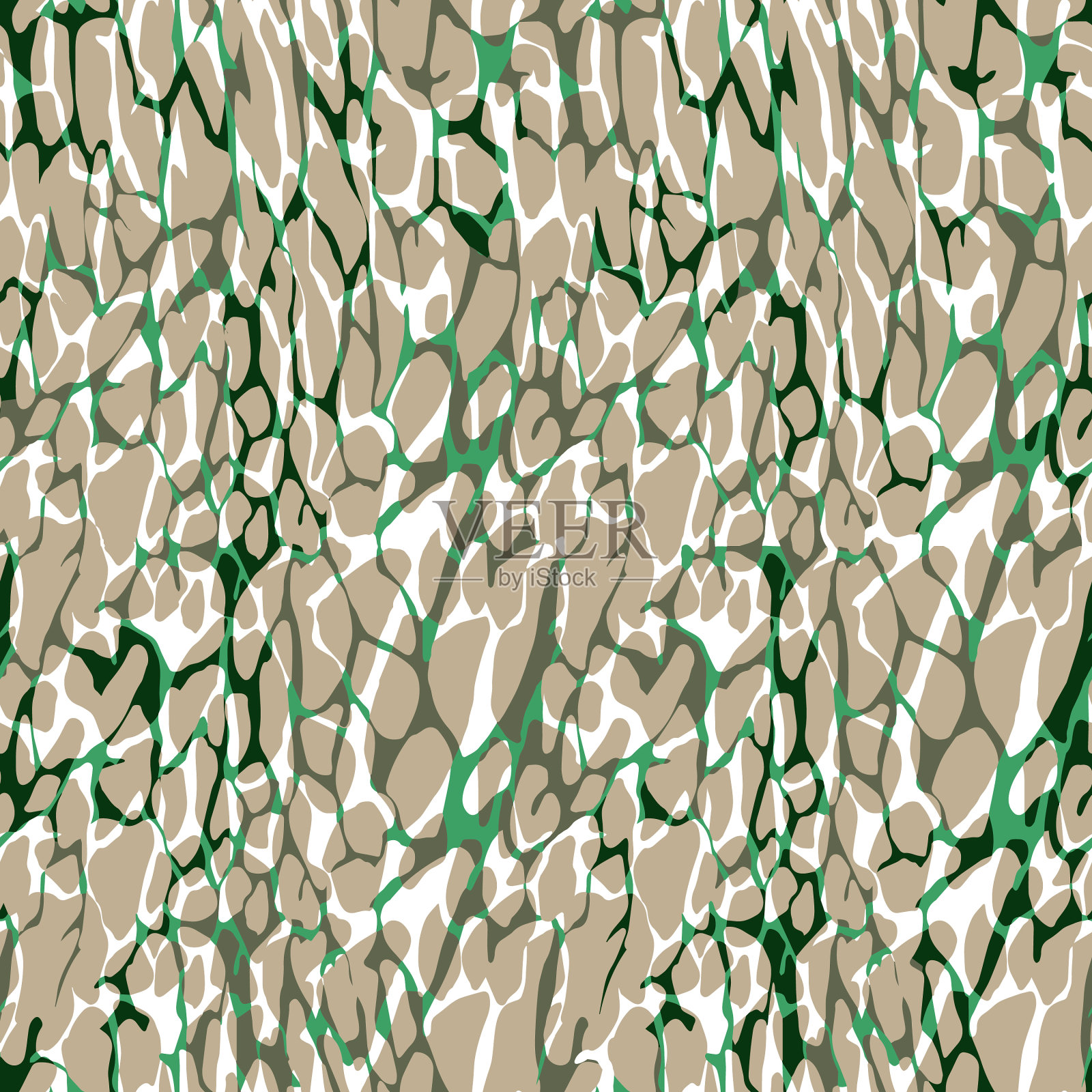 米色和绿色气泡不规则几何插画图片素材