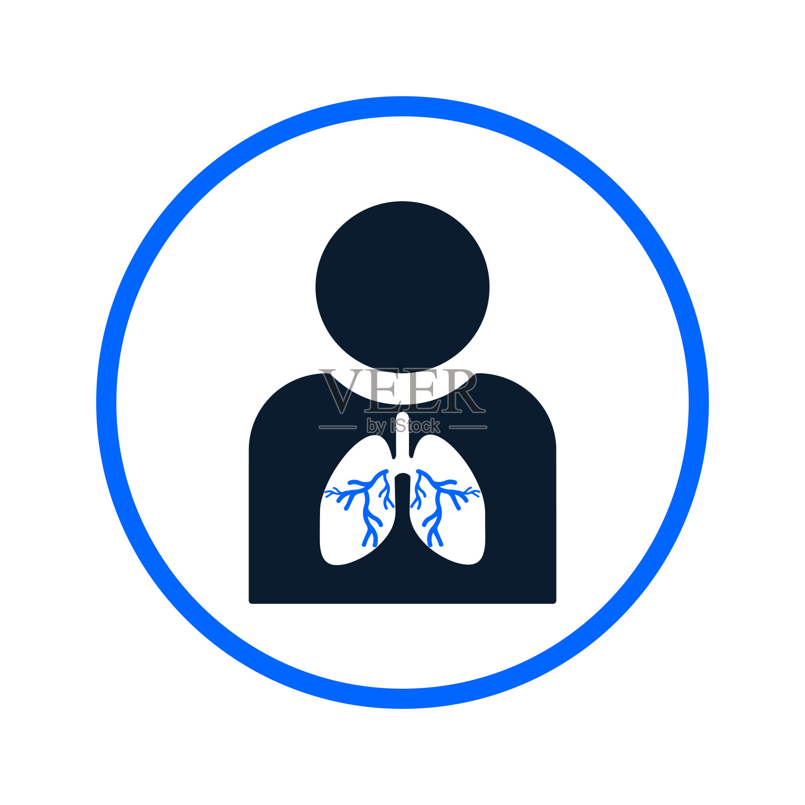 创造性的人肺图标矢量在圆圈插画图片素材