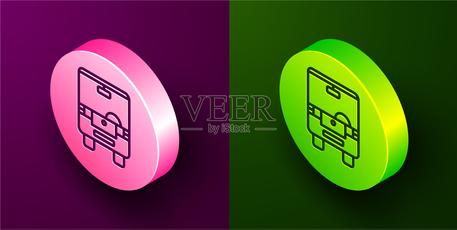 等距线总线图标隔离在紫色和图标素材