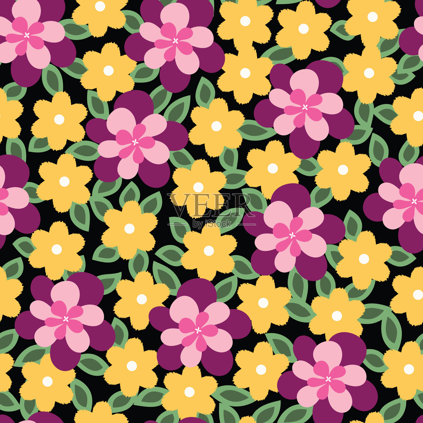 小花无缝图案设计插画图片素材