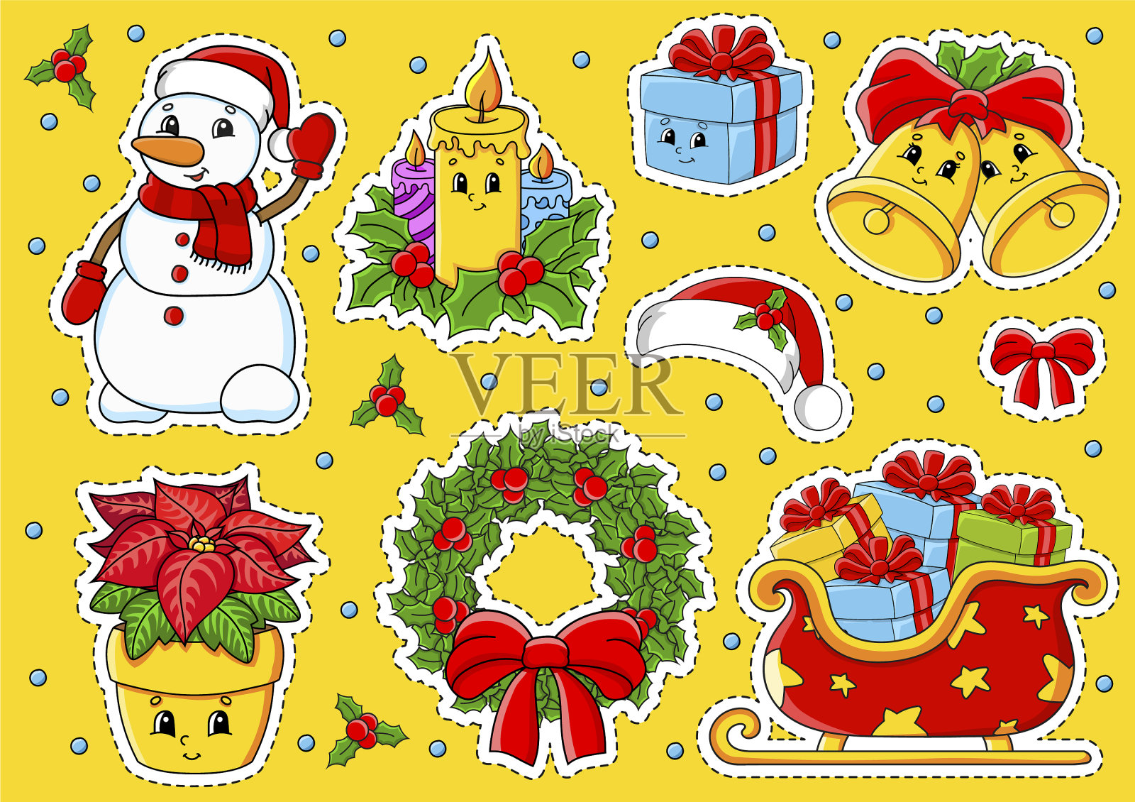 贴可爱的卡通人物插画图片素材