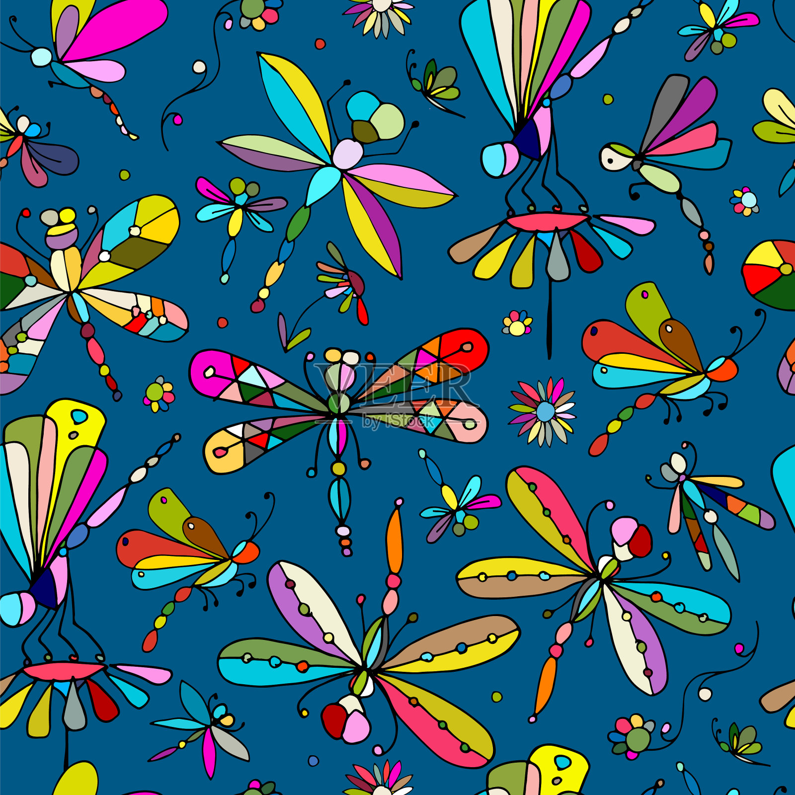 蜻蜓无缝图案为您设计插画图片素材
